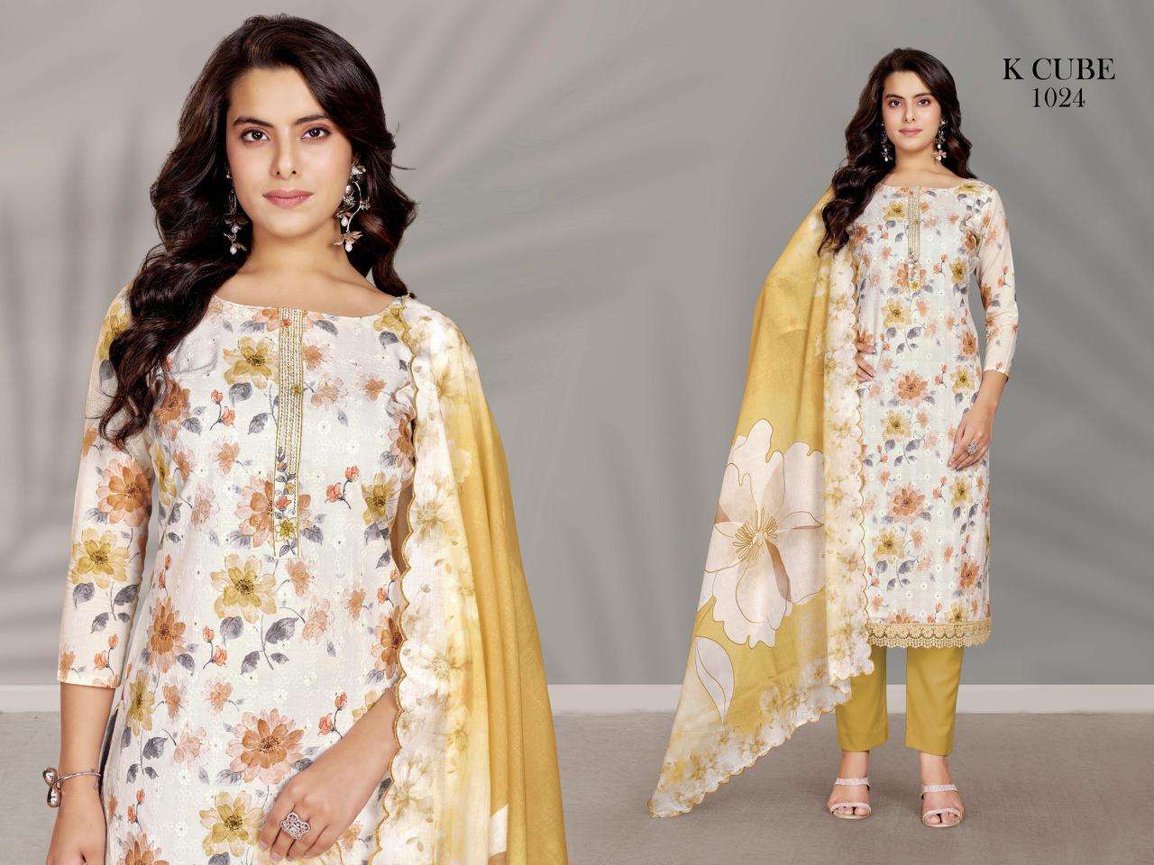 K CUBE SHIVANYA 1024 COTTON SCHIFFLI DIGITALLY PRINTED LADIES SUIT