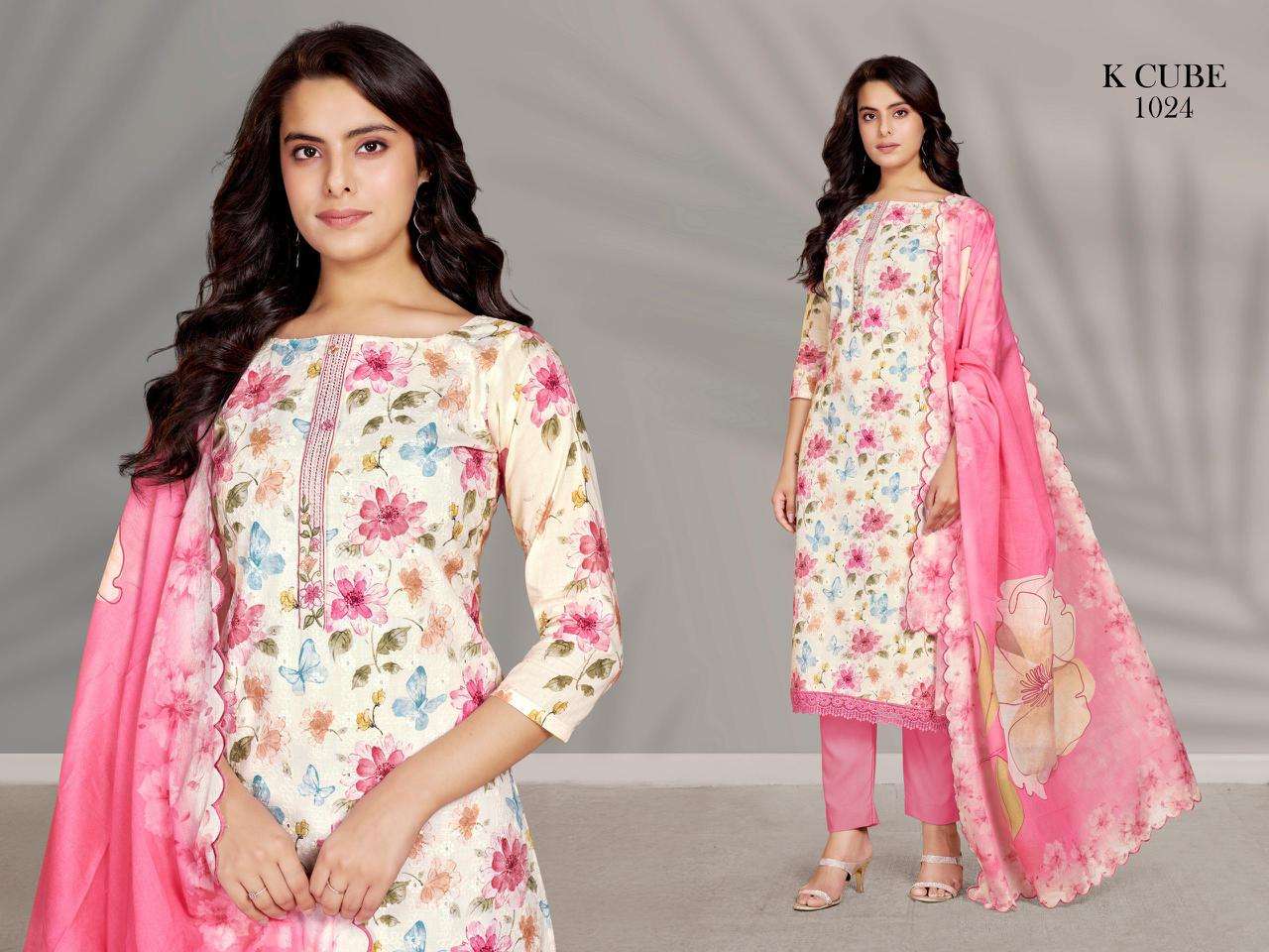 K CUBE SHIVANYA 1024 COTTON SCHIFFLI DIGITALLY PRINTED LADIES SUIT
