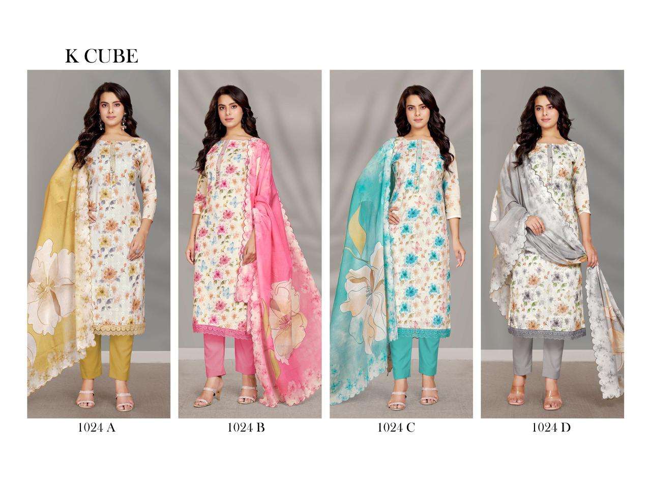 K CUBE SHIVANYA 1024 COTTON SCHIFFLI DIGITALLY PRINTED LADIES SUIT