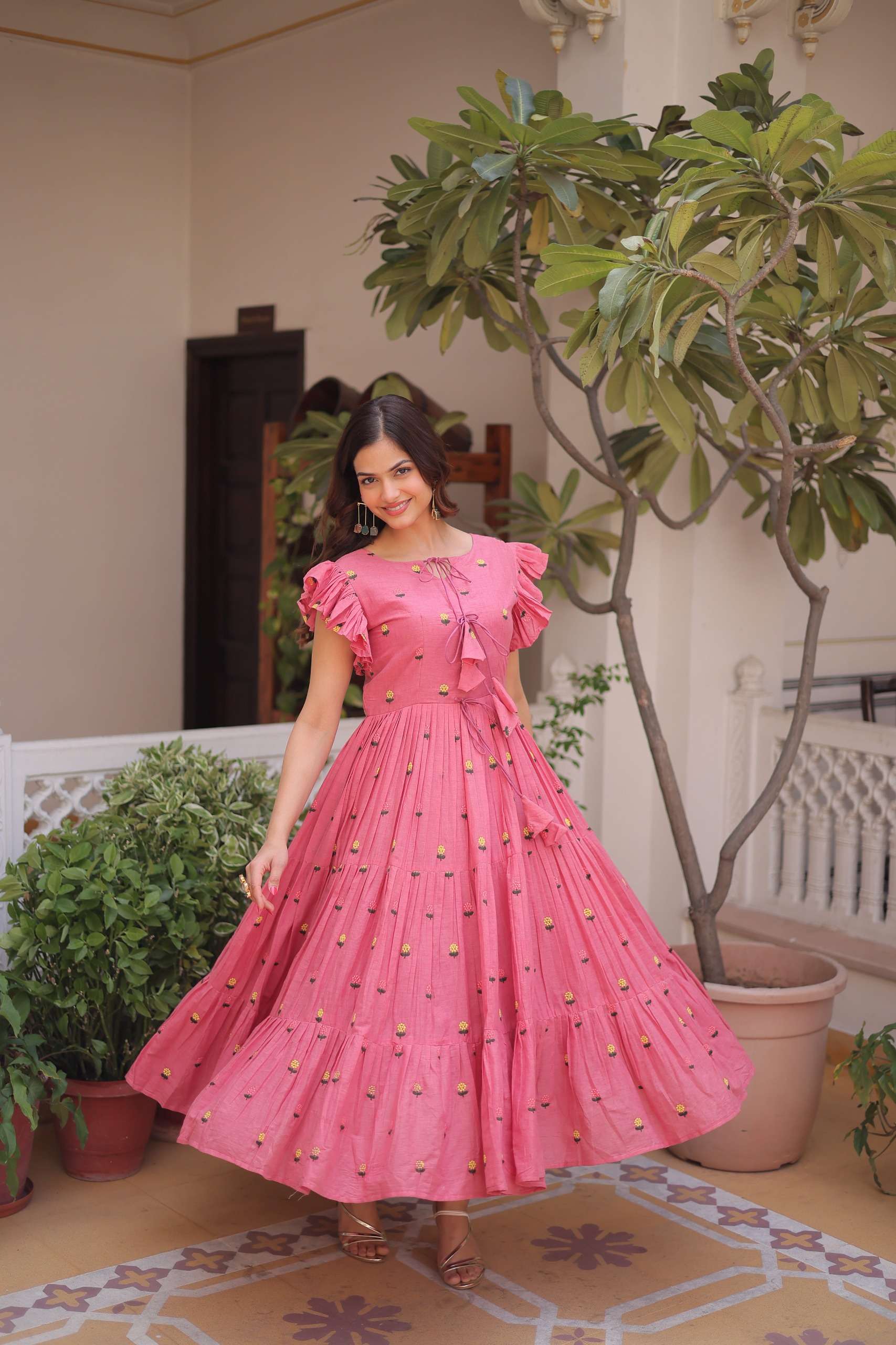 KA 1247 COTTON FANCY PREETY LOOKS SUMMER WEAR LADIES GOWN