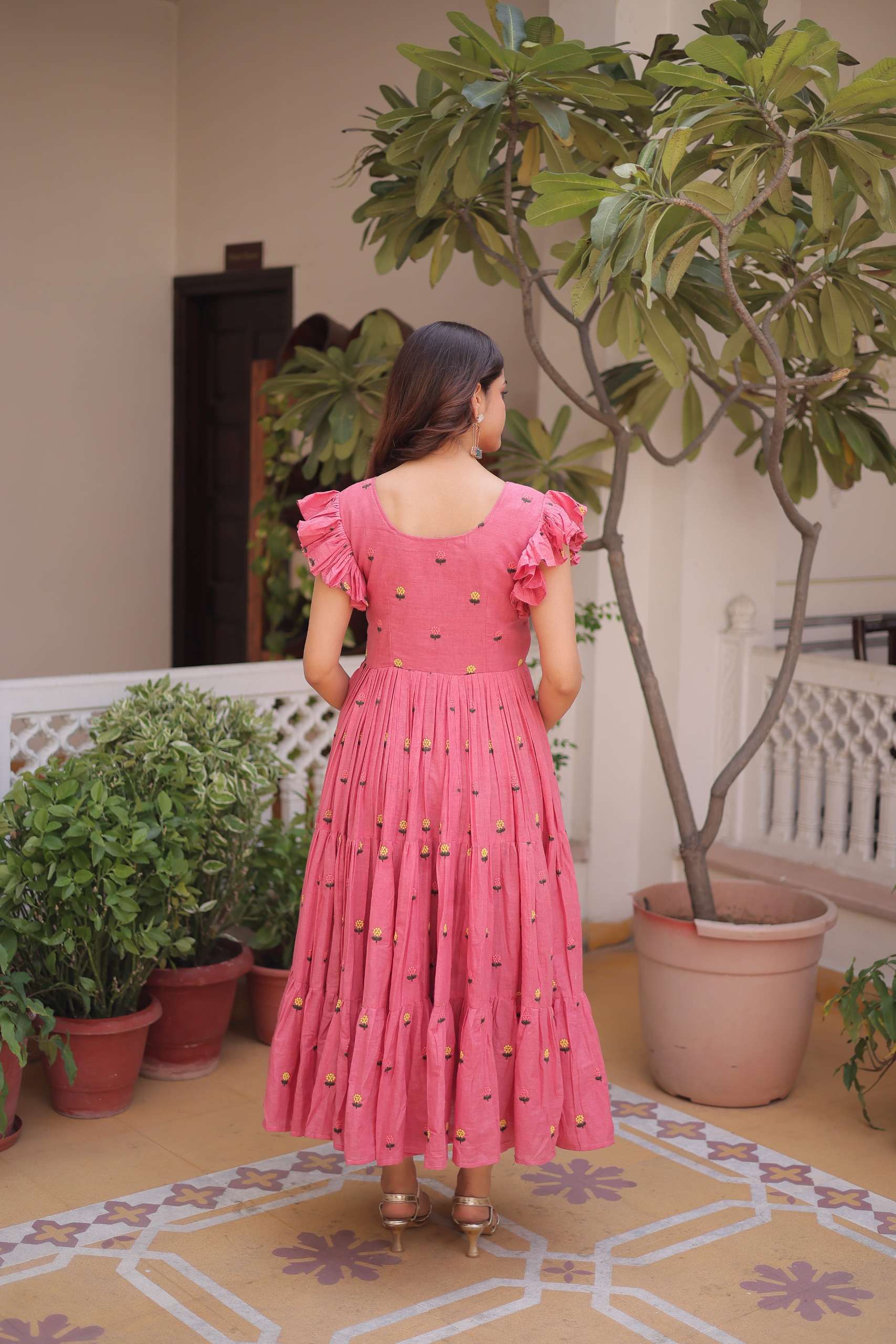 KA 1247 COTTON FANCY PREETY LOOKS SUMMER WEAR LADIES GOWN