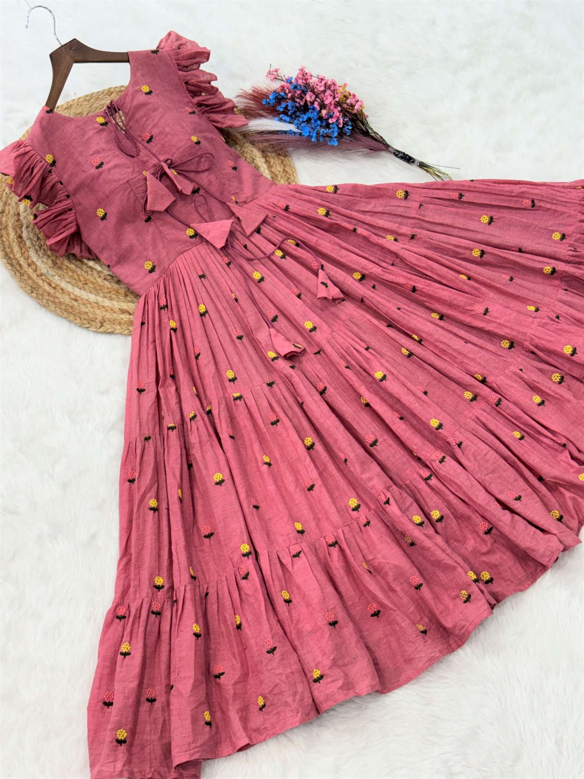 KA 1247 COTTON FANCY PREETY LOOKS SUMMER WEAR LADIES GOWN