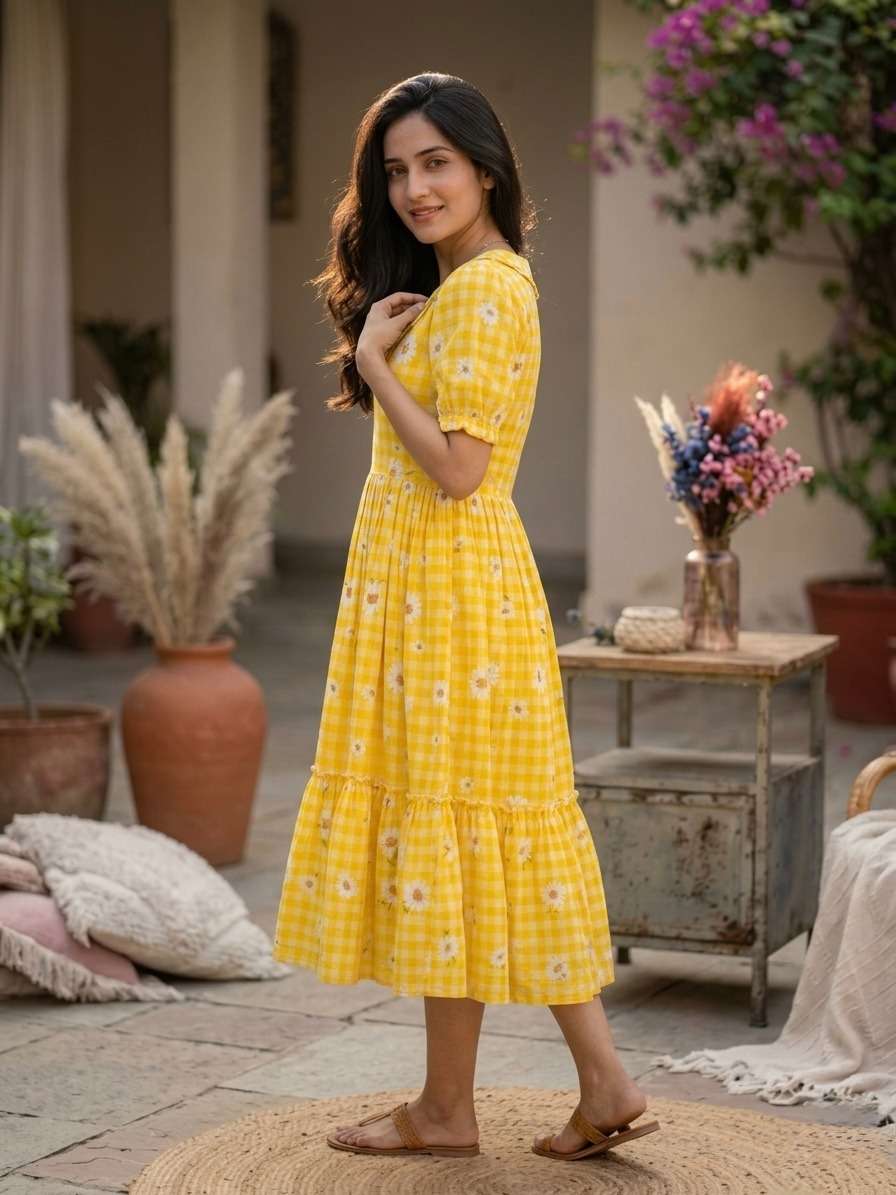 KA 1257 SILK PREETY SUMMER WEAR LADIES ONE PIECE DRESS