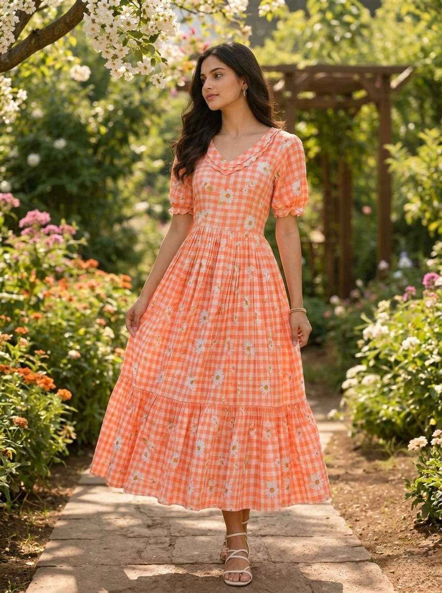 KA 1257 SILK PREETY SUMMER WEAR LADIES ONE PIECE DRESS