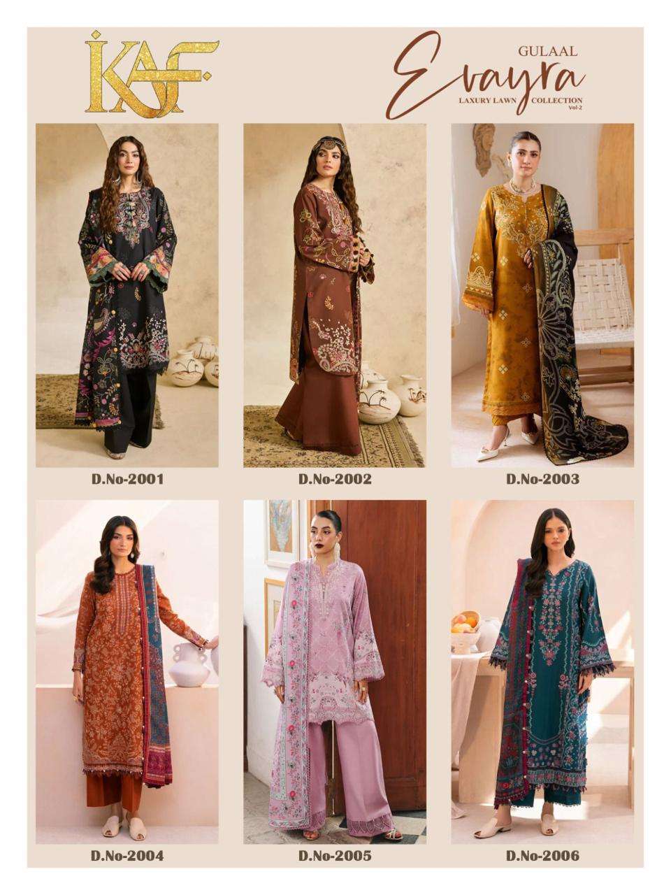 KAF FABRIC EVAYRA GULAAL LUXURY LAWN COLLECTION VOL 2 DIGITAL PRINT COTTON SALWAR SUIT