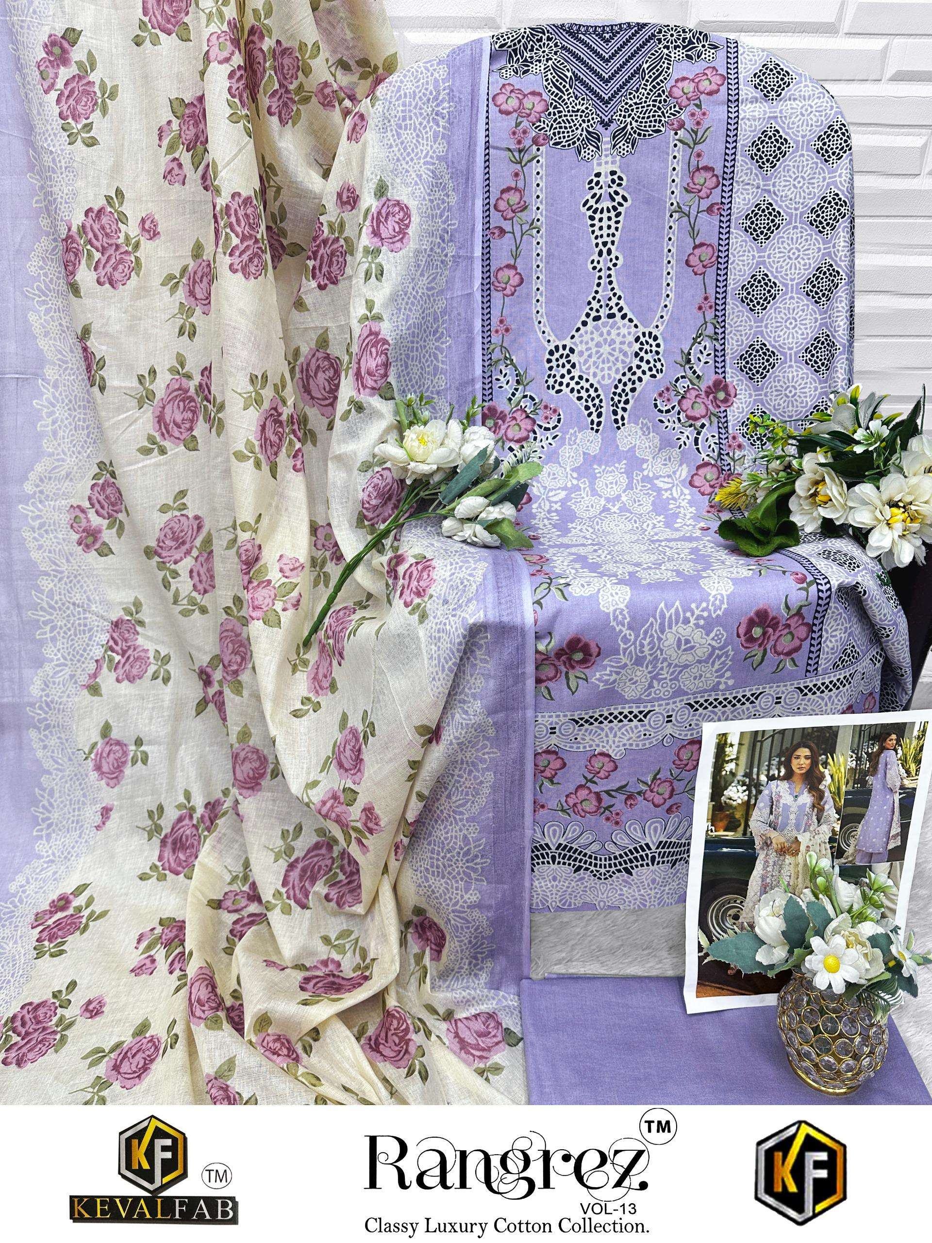KEVAL FAB RANGREZ VOL 13 COTTON DIGITAL PRINTS SALWAR SUIT	