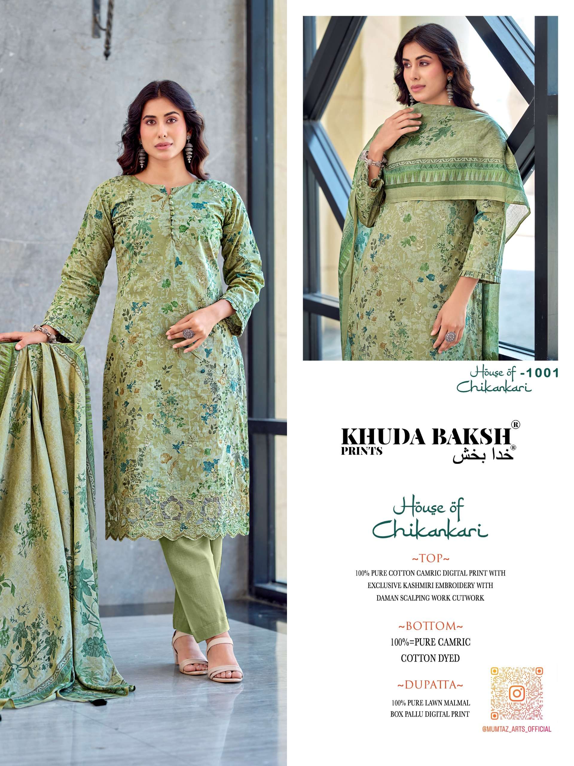 KHUDHA BAKSH PRINTS HOUSE OF CHIKANKARI LAWM COTTON DIGITAL PRINT WITH FANCY WORK SUIT