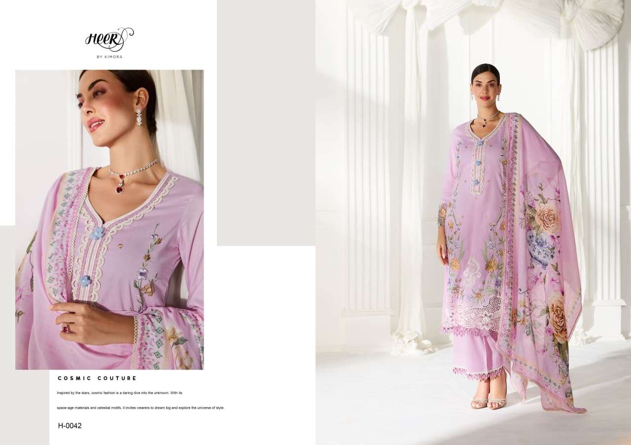 KIMORA HEER BAROQUE LAWN COTTON DIGITAL PRINT EMBROIDERY DESIGNER WORK SUIT