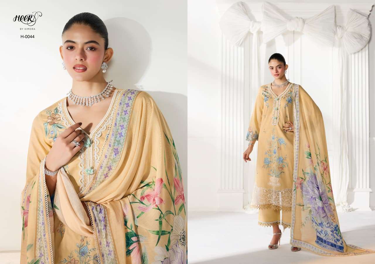 KIMORA HEER BAROQUE LAWN COTTON DIGITAL PRINT EMBROIDERY DESIGNER WORK SUIT