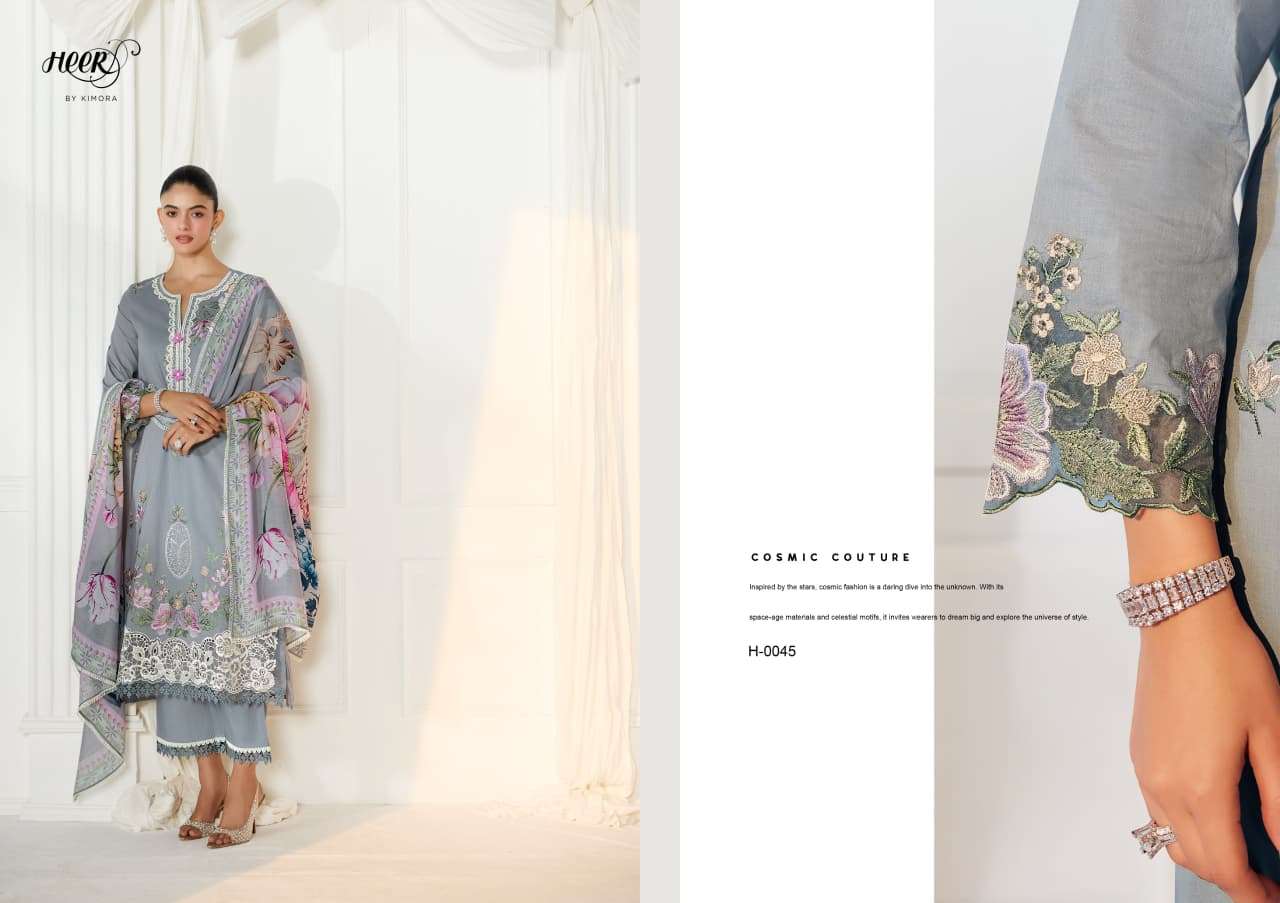 KIMORA HEER BAROQUE LAWN COTTON DIGITAL PRINT EMBROIDERY DESIGNER WORK SUIT