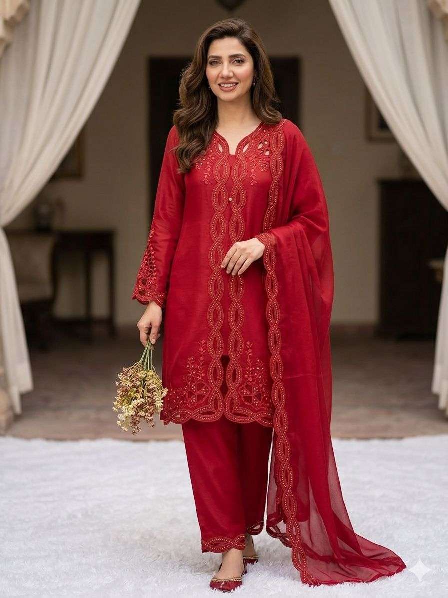 LM 18 CHANDERI SILK BEAUTIFUL DESIGNER LOOK PARTY WEAR LADIES SUIT
