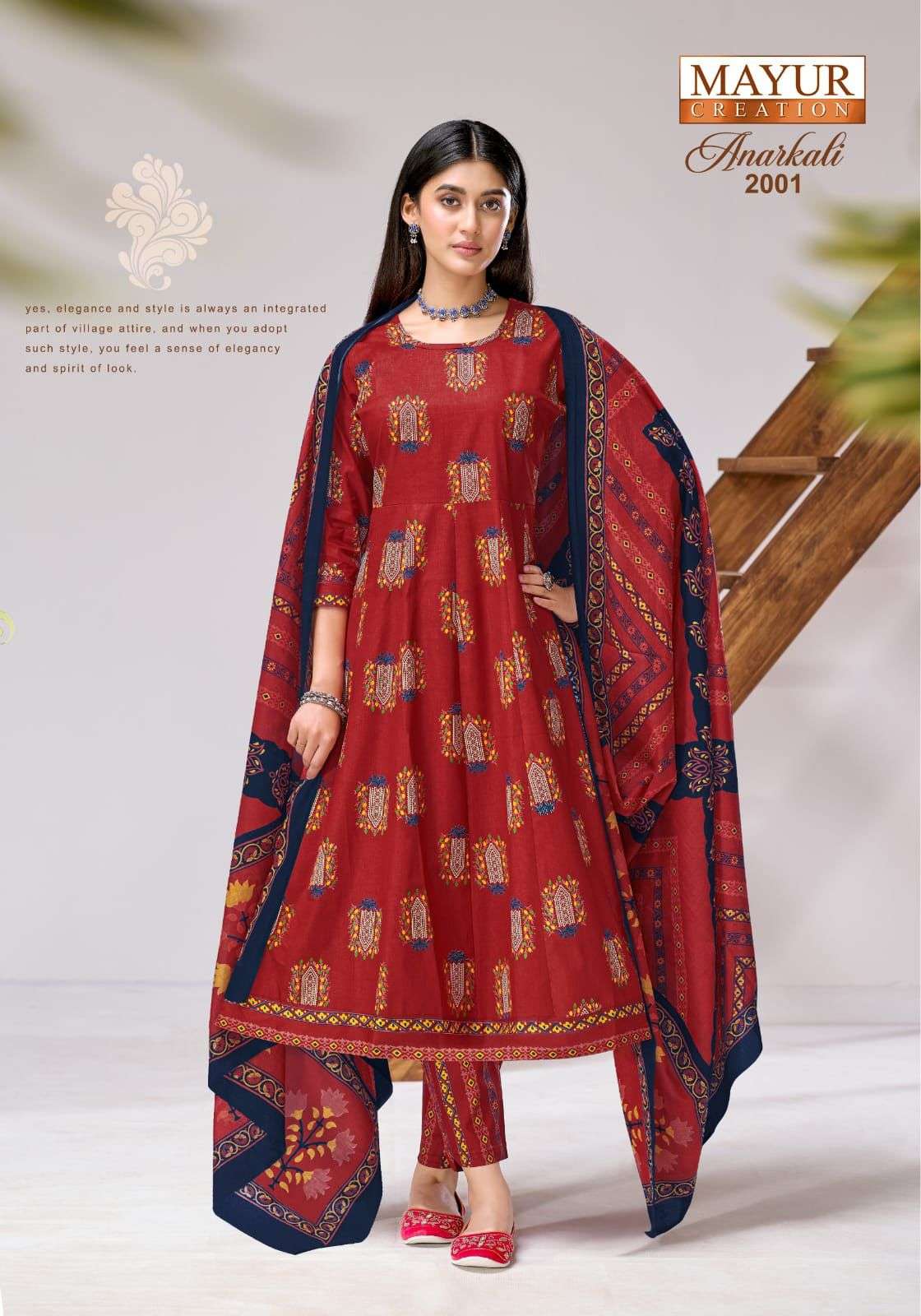 MAYUR CREATION ANARKALI VOL 2 COTTON PRINT FROCK STYLE KURTI BOTTOM AND DUPATTA SET 