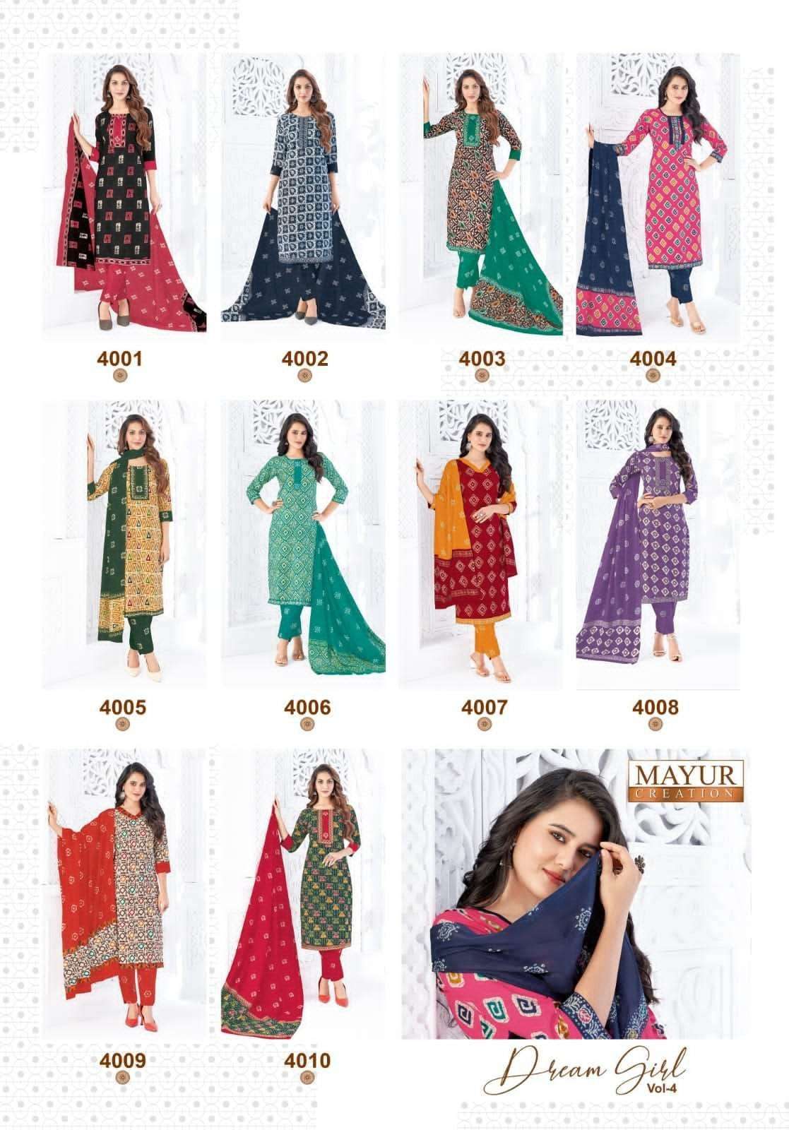 MAYUR CREATION DREAM GIRL VOL 4 COTTON PRINTED LADIES READY MADE SUIT