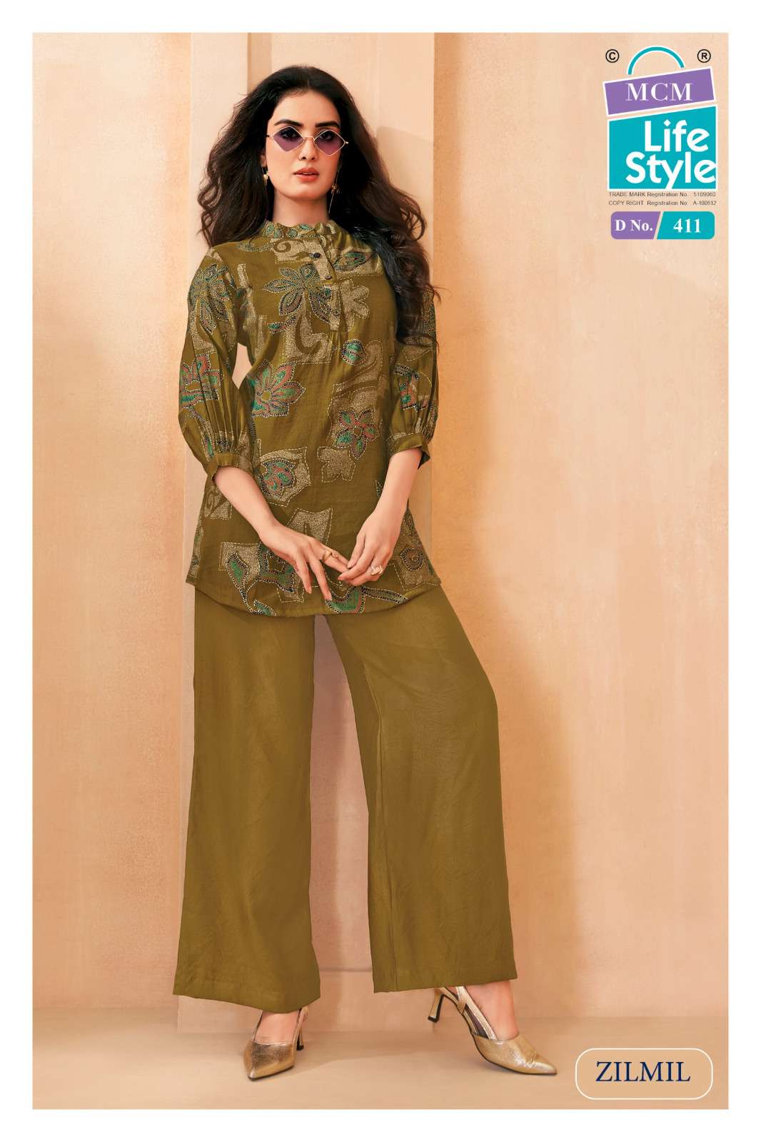 MCM LIFESTYLE ZILMIL VOL 4 STYLISH TOP WITH PLAZZO PAIR 