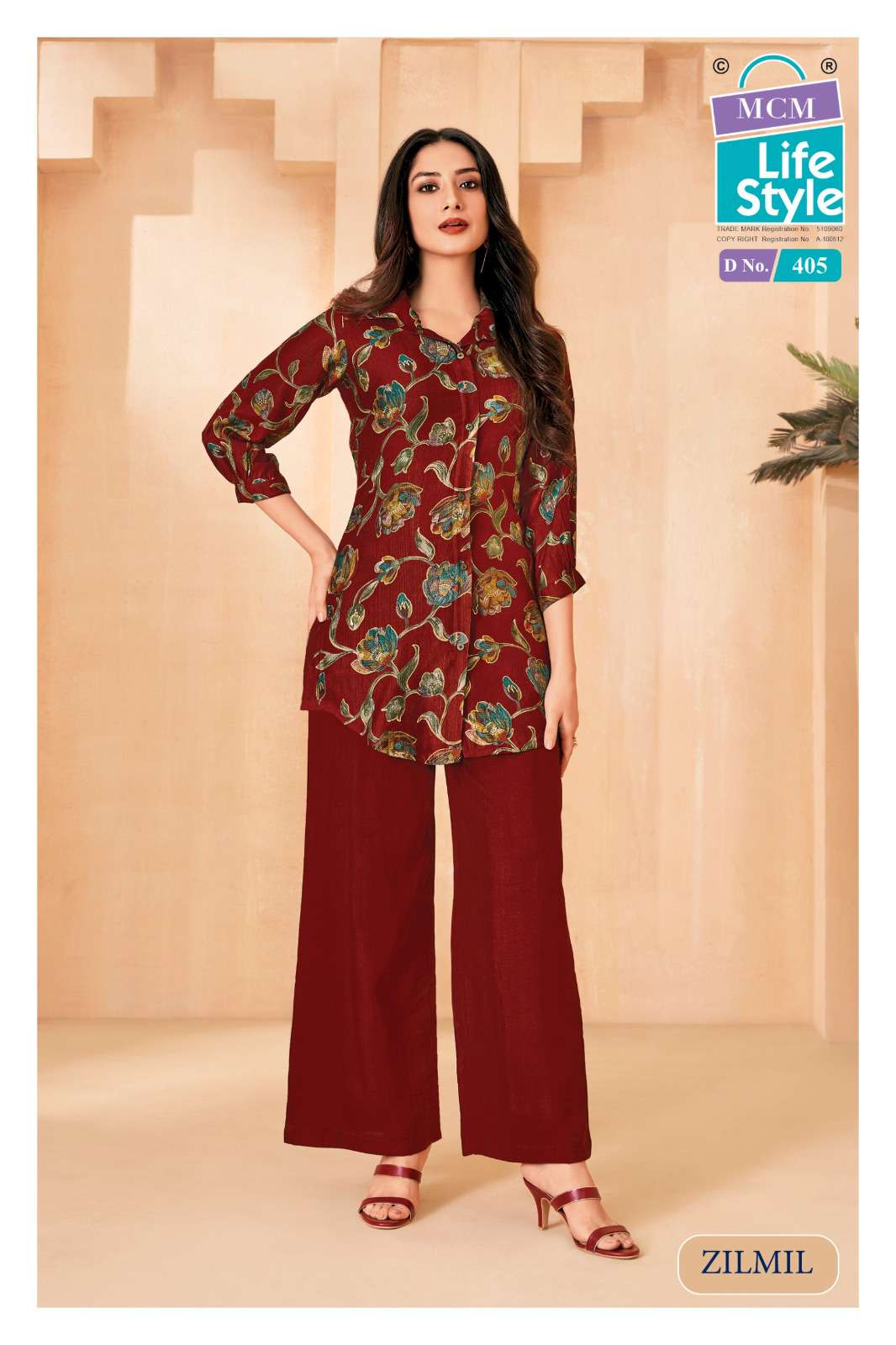 MCM LIFESTYLE ZILMIL VOL 4 STYLISH TOP WITH PLAZZO PAIR 