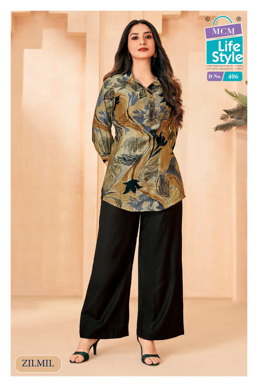 MCM LIFESTYLE ZILMIL VOL 4 STYLISH TOP WITH PLAZZO PAIR 