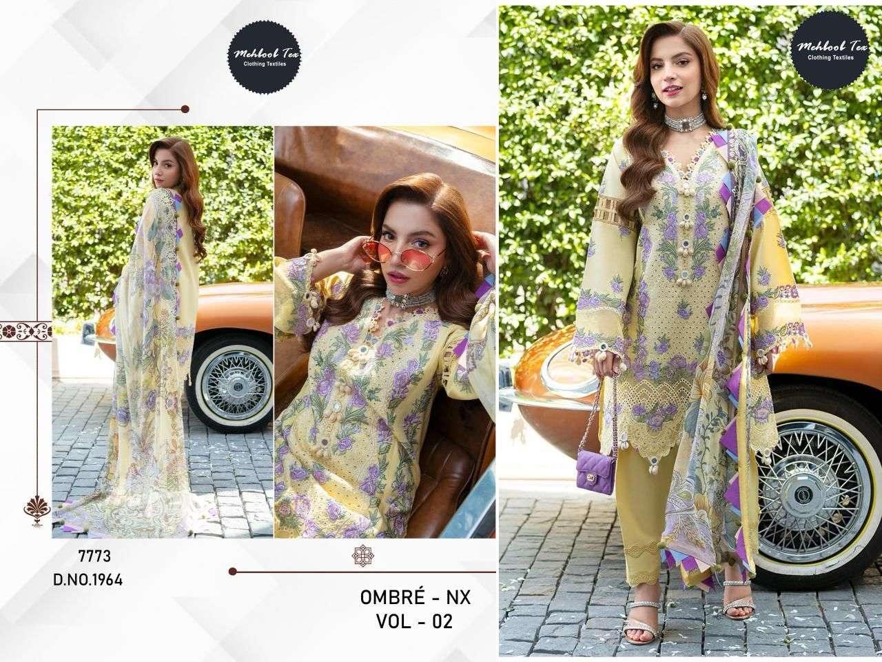 MEHBOOB TEX OMBRE LAWN COLLECTION NX VOL 2 COTTON EMBROIDERY DESIGNER SALWAR KAMEEZ 