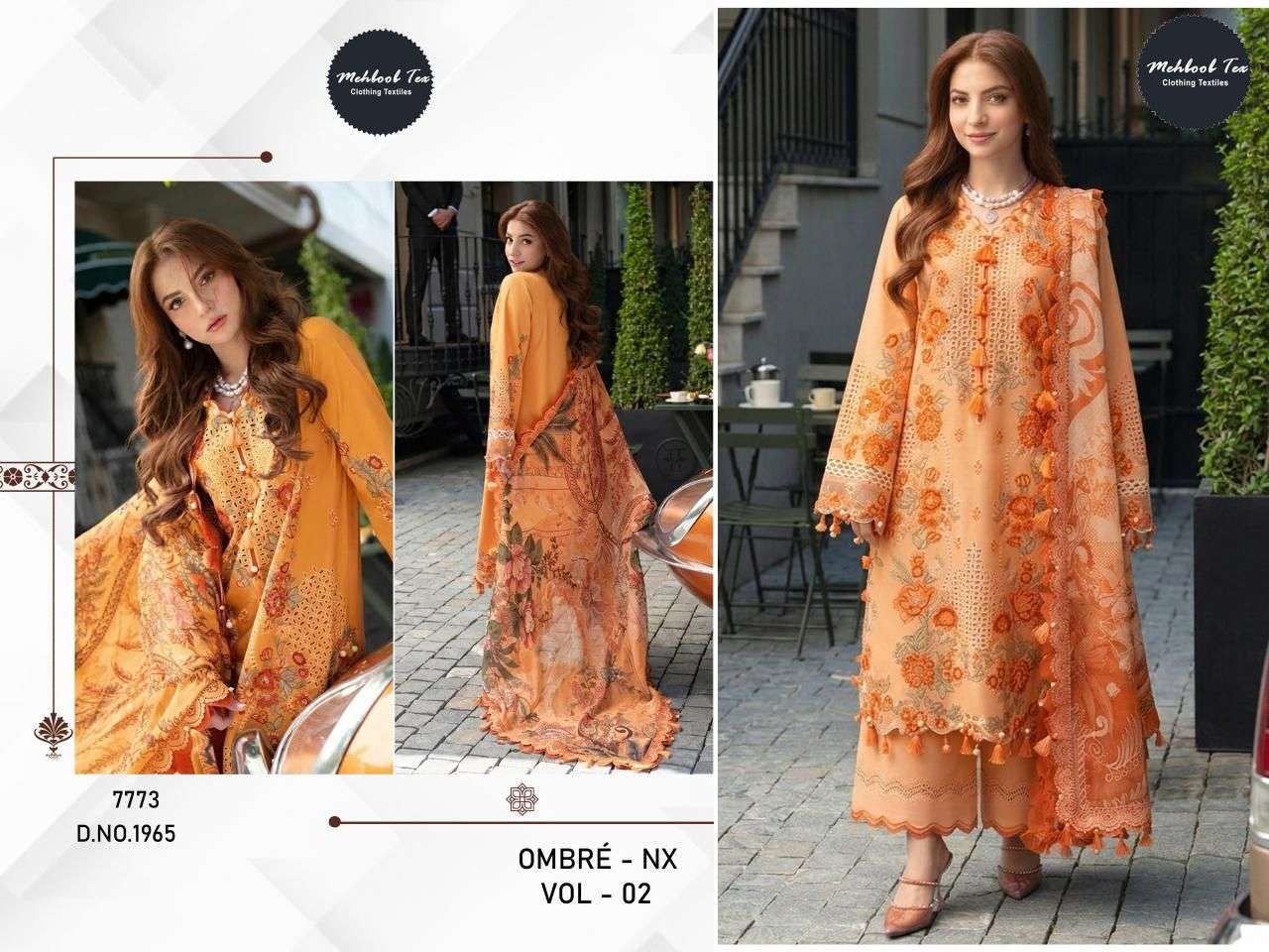 MEHBOOB TEX OMBRE LAWN COLLECTION NX VOL 2 COTTON EMBROIDERY DESIGNER SALWAR KAMEEZ 