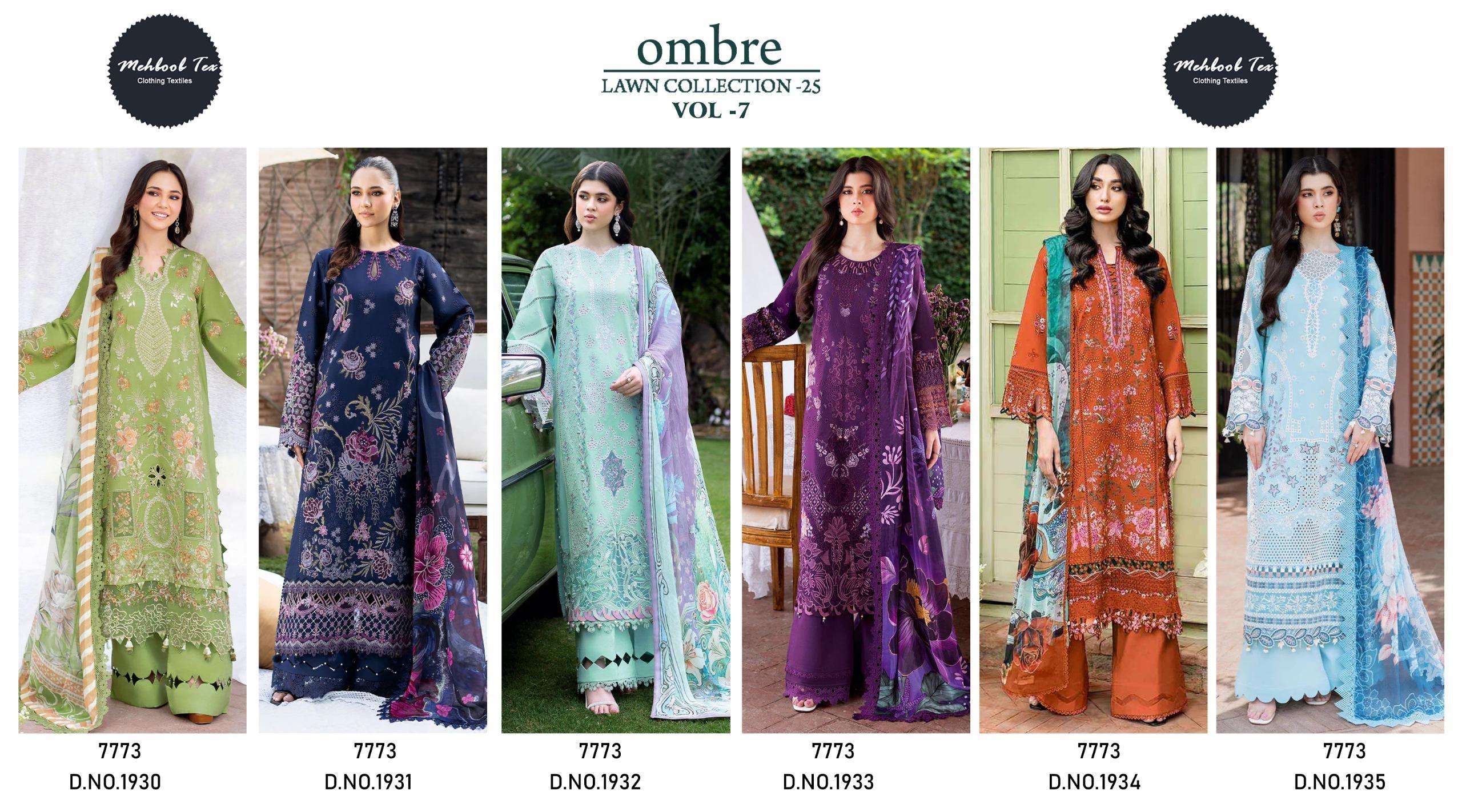 MEHBOOB  TEX OMBRE LAWN COLLECTION VOL 7 COTTON HEAVY EMBROIDERY DESIGNER SUIT