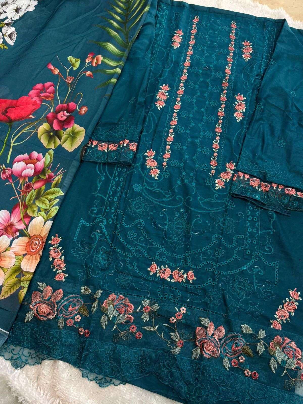 MEHBOOB  TEX OMBRE PREMIUM VOL 3 COTTON EMBROIDERY DESIGNER WORK SUIT