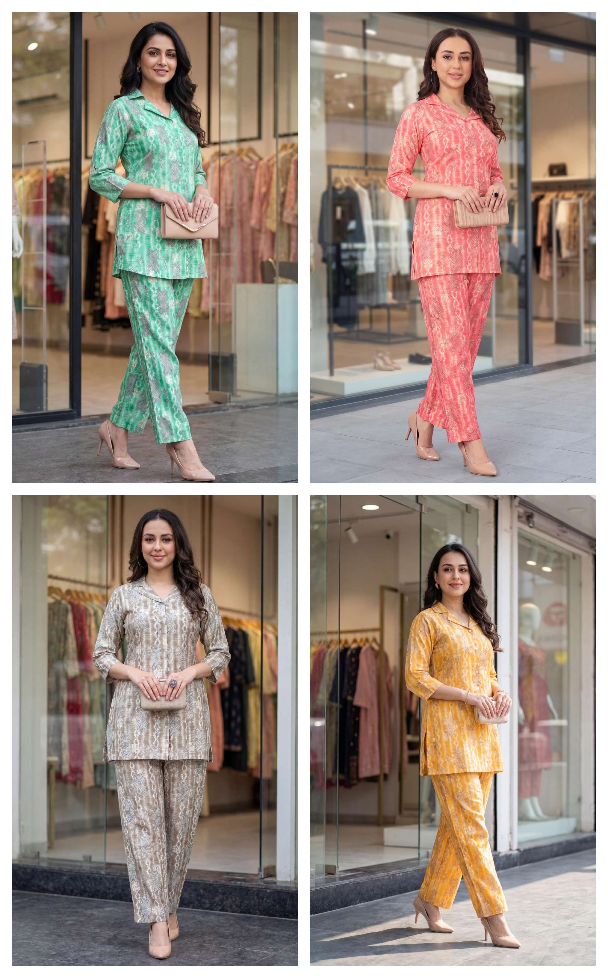 MF CLASSY CO-RD SET RAYON PRINTED FANCY SUMMER WEAR TOP WITH BOTTOM PAIR 
