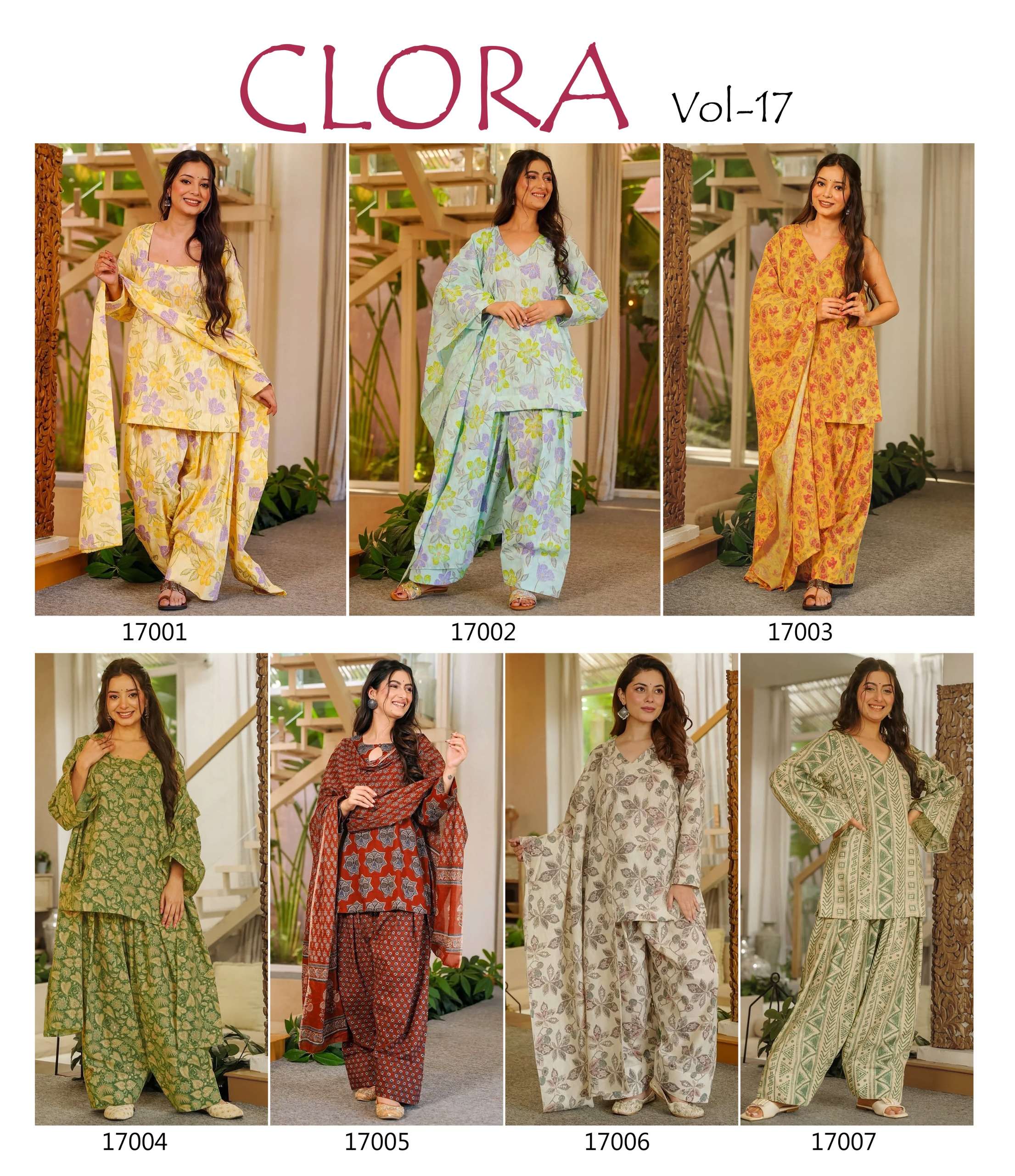 MF CLORA VOL 17 COTTON PRINTED FANCY LOOK READY LADIES 3PCS SET COLLECTION 