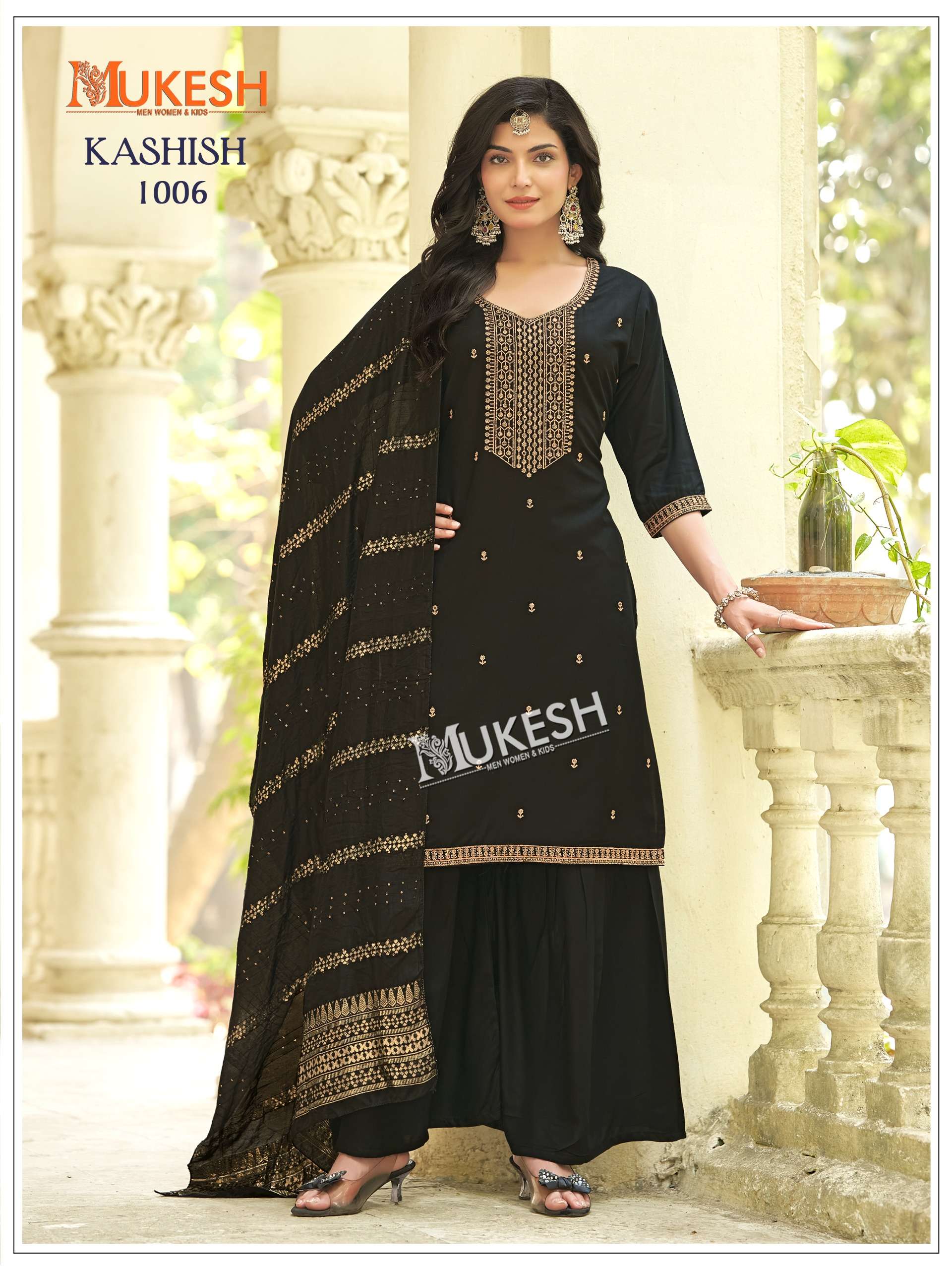 MUKESH KASHISH RAYON HEAVY SEQUENCE EMBROIDERY DESIGNER WORK LADIES 3PCS SET COLLECTION 