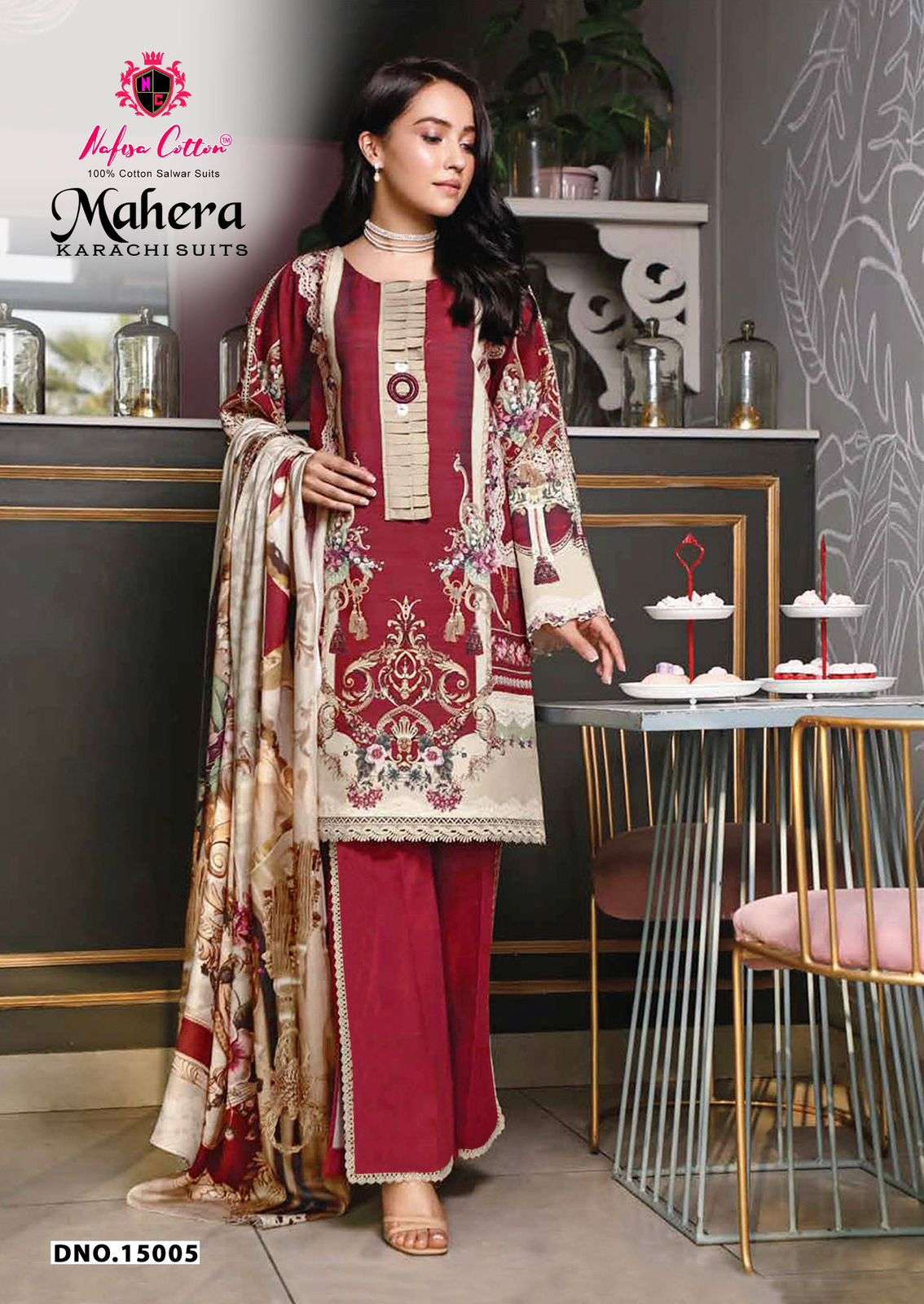 NAFISA COTTON MAHERA KARACHI SUITS VOL 15 COTTON DIGITAL PRINTS SALWAR SUIT	