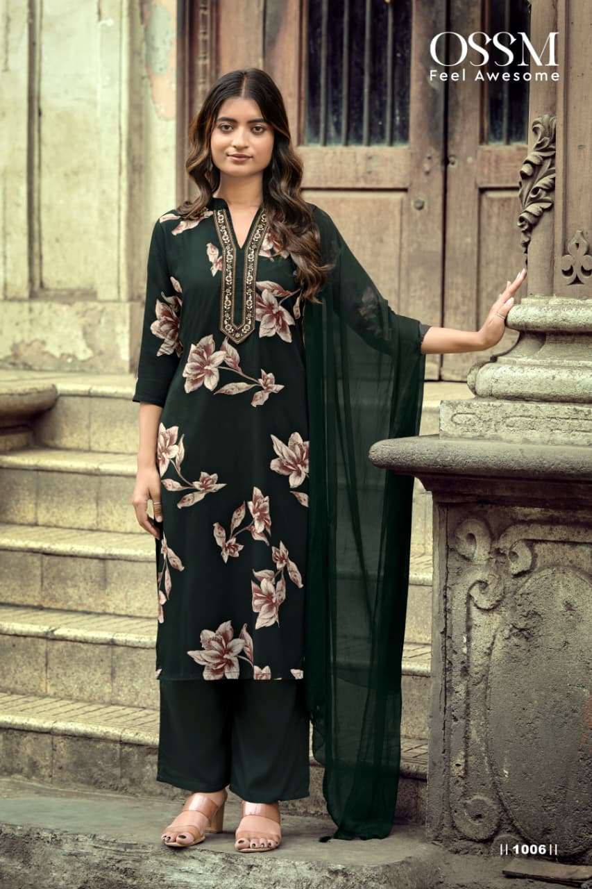 OSSM MAHIMA RAYON FANCY WORKS LADIES 3PCS SET COLLECTION 