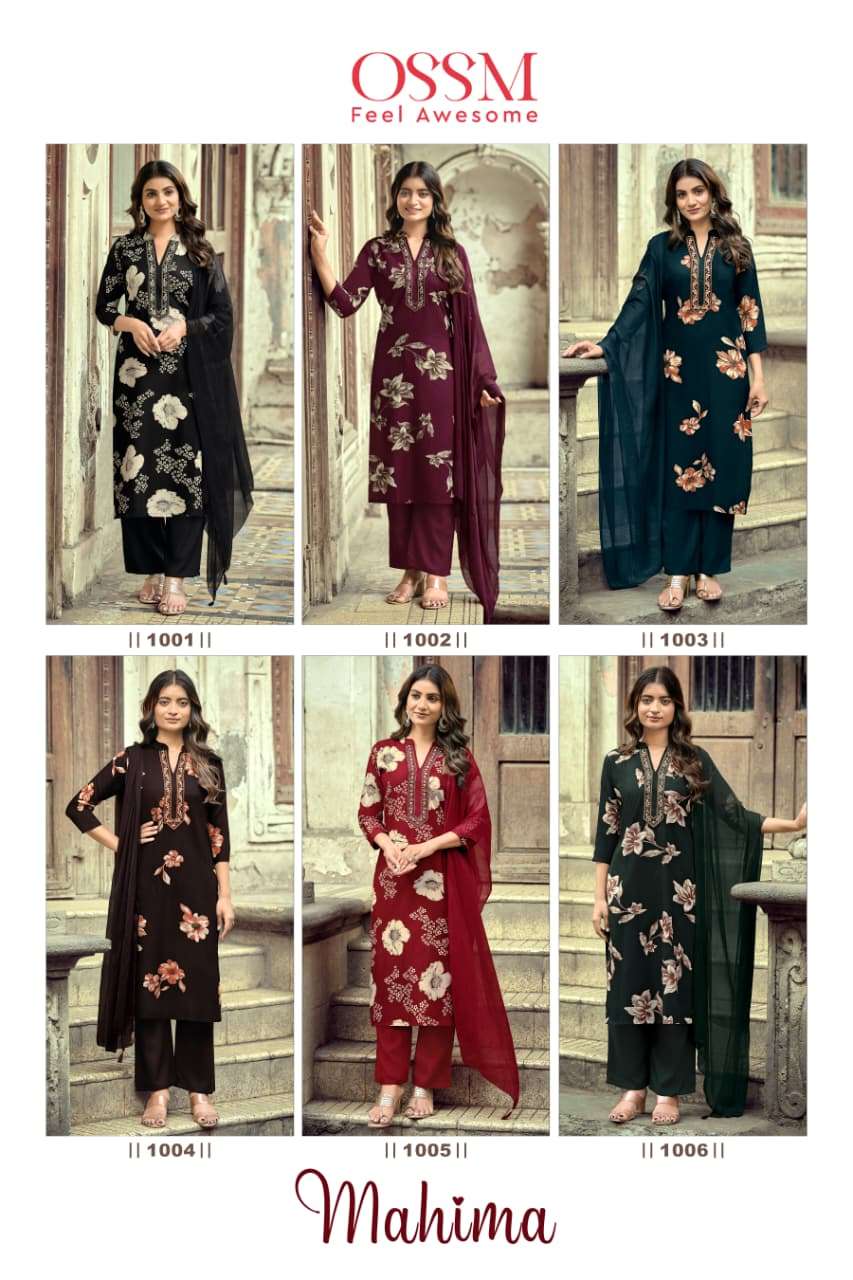 OSSM MAHIMA RAYON FANCY WORKS LADIES 3PCS SET COLLECTION 