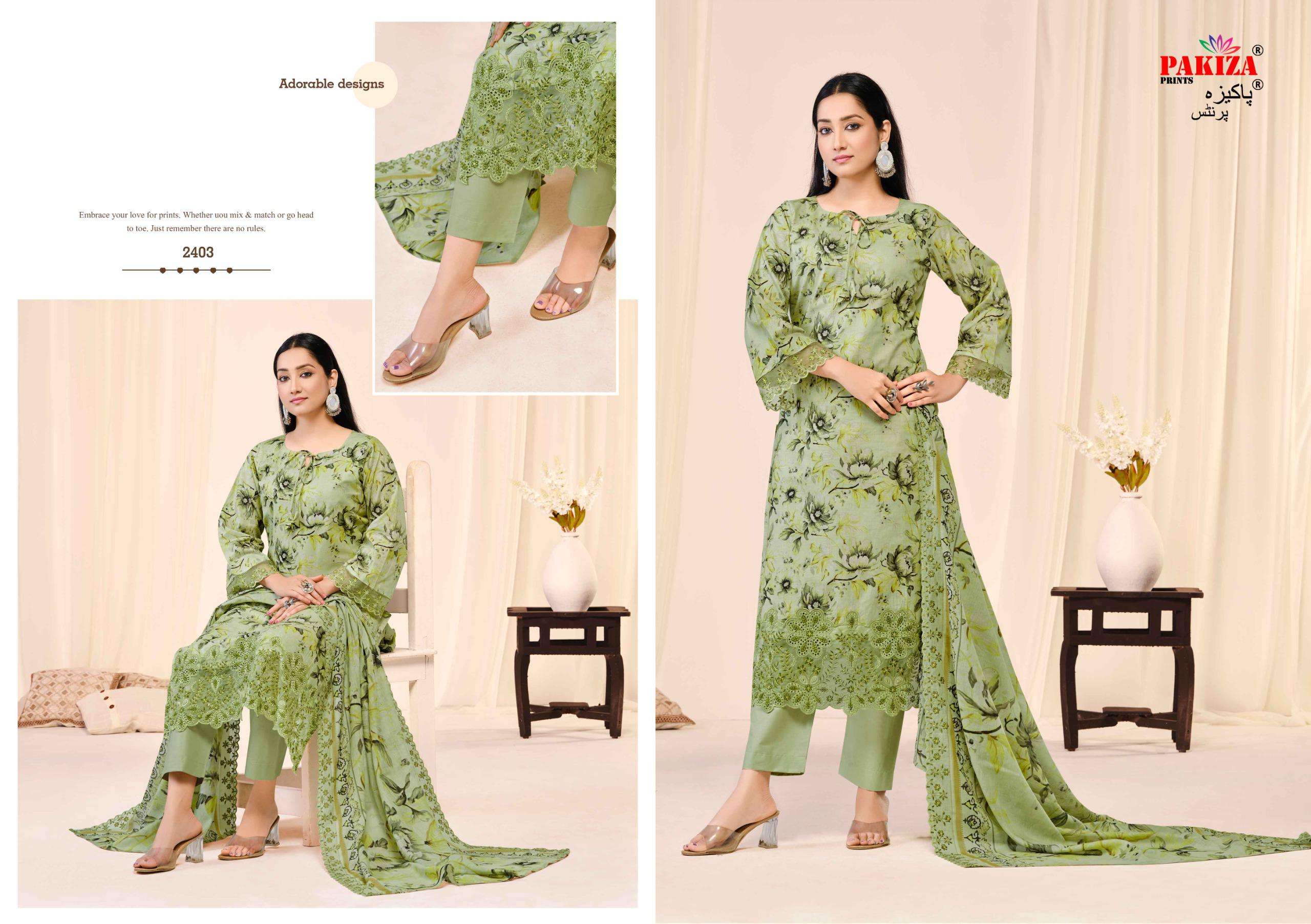 PAKIZA PRINTS ABU REHAN VOL 24 LAWN COTTON DIGITAL PRINT WITH FANCY WORK SUIT