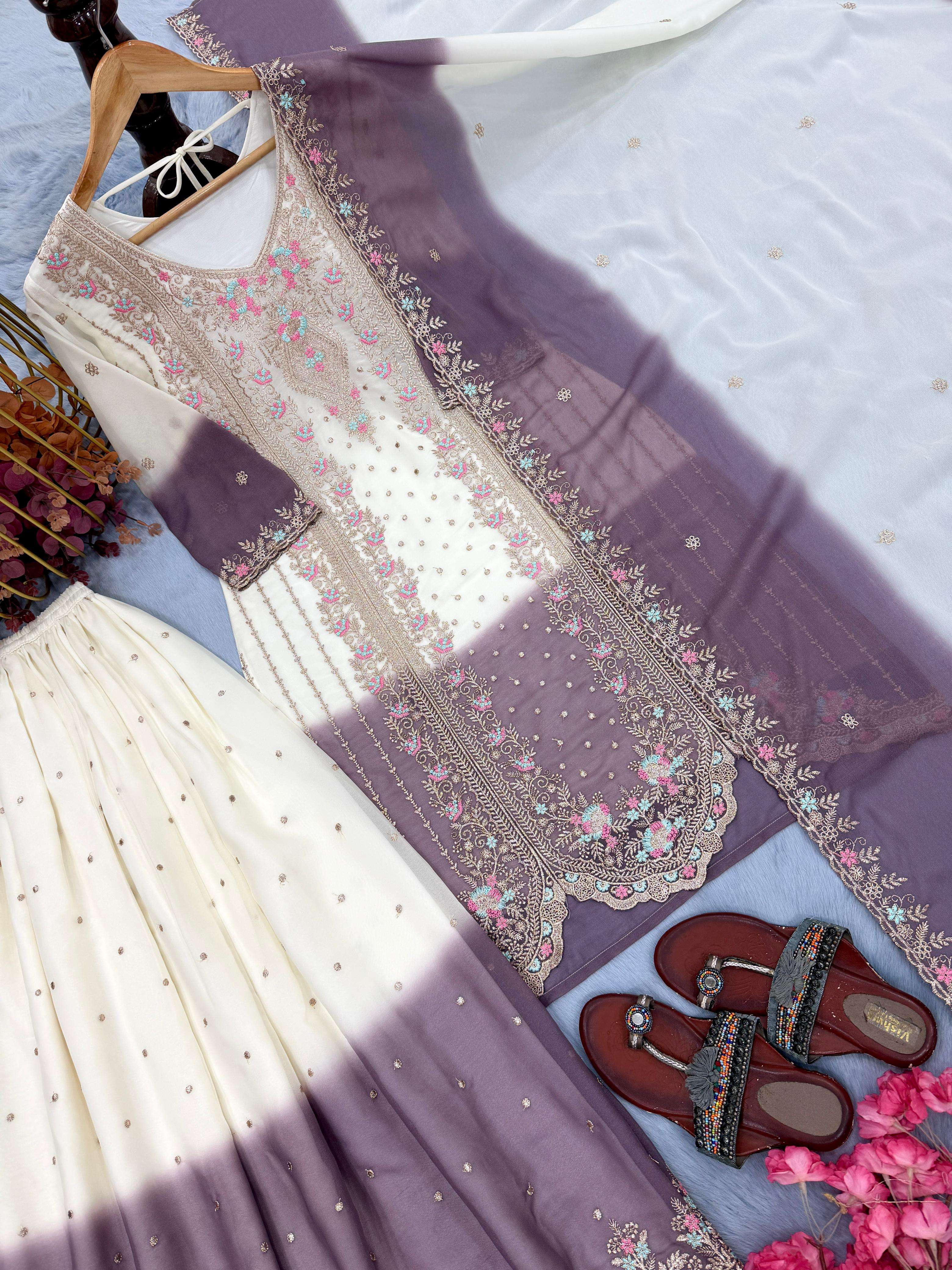 PD 1145 DUAL TONE GEORGETTE FANCY BEAUTIFUL DESIGNER LOOK PARTY WEAR LADIES SUIT