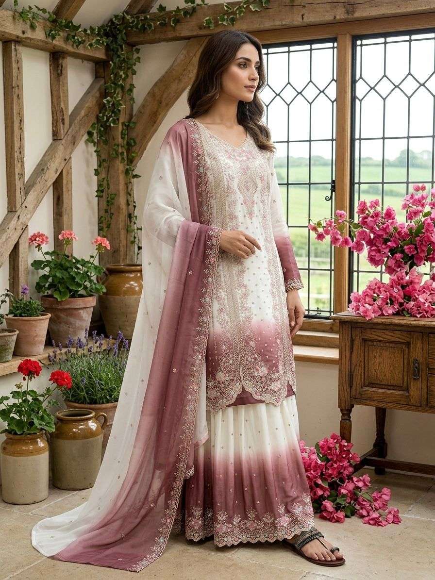 PD 1145 DUAL TONE GEORGETTE FANCY BEAUTIFUL DESIGNER LOOK PARTY WEAR LADIES SUIT