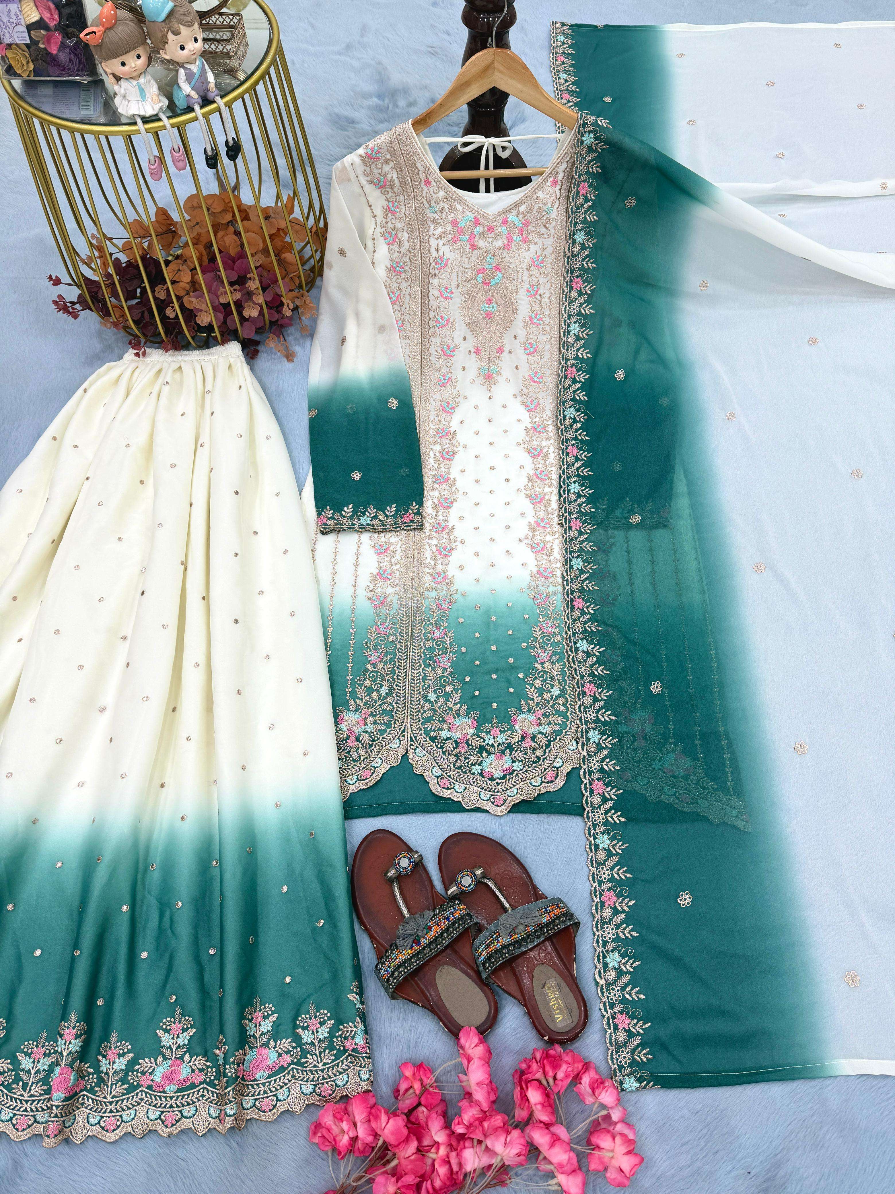 PD 1145 DUAL TONE GEORGETTE FANCY BEAUTIFUL DESIGNER LOOK PARTY WEAR LADIES SUIT