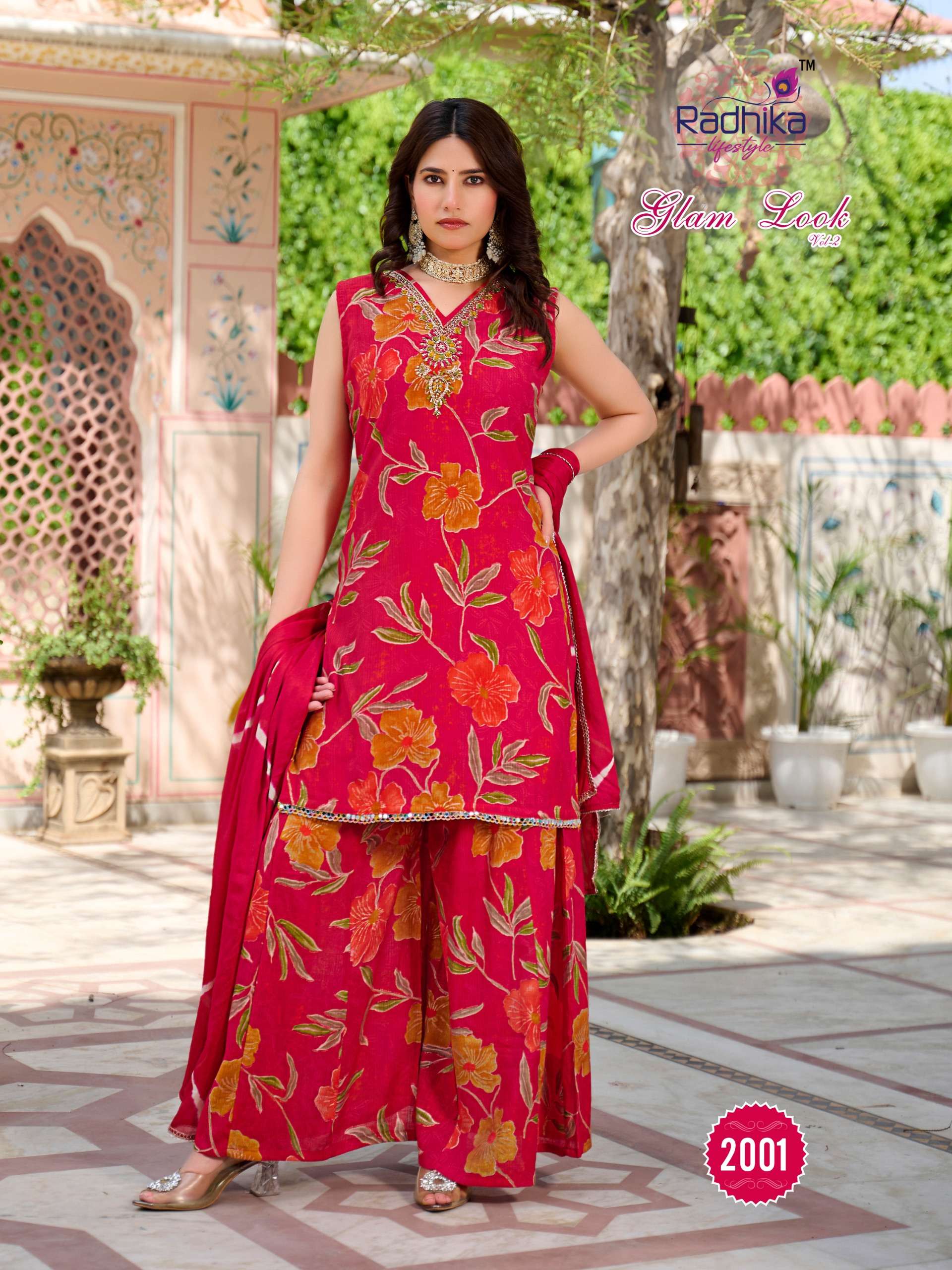 RADHIKA LIFESTYLE GLAM LOOK VOL 2 SILK PRINT WITH WORK READY MADE LADIES SUIT