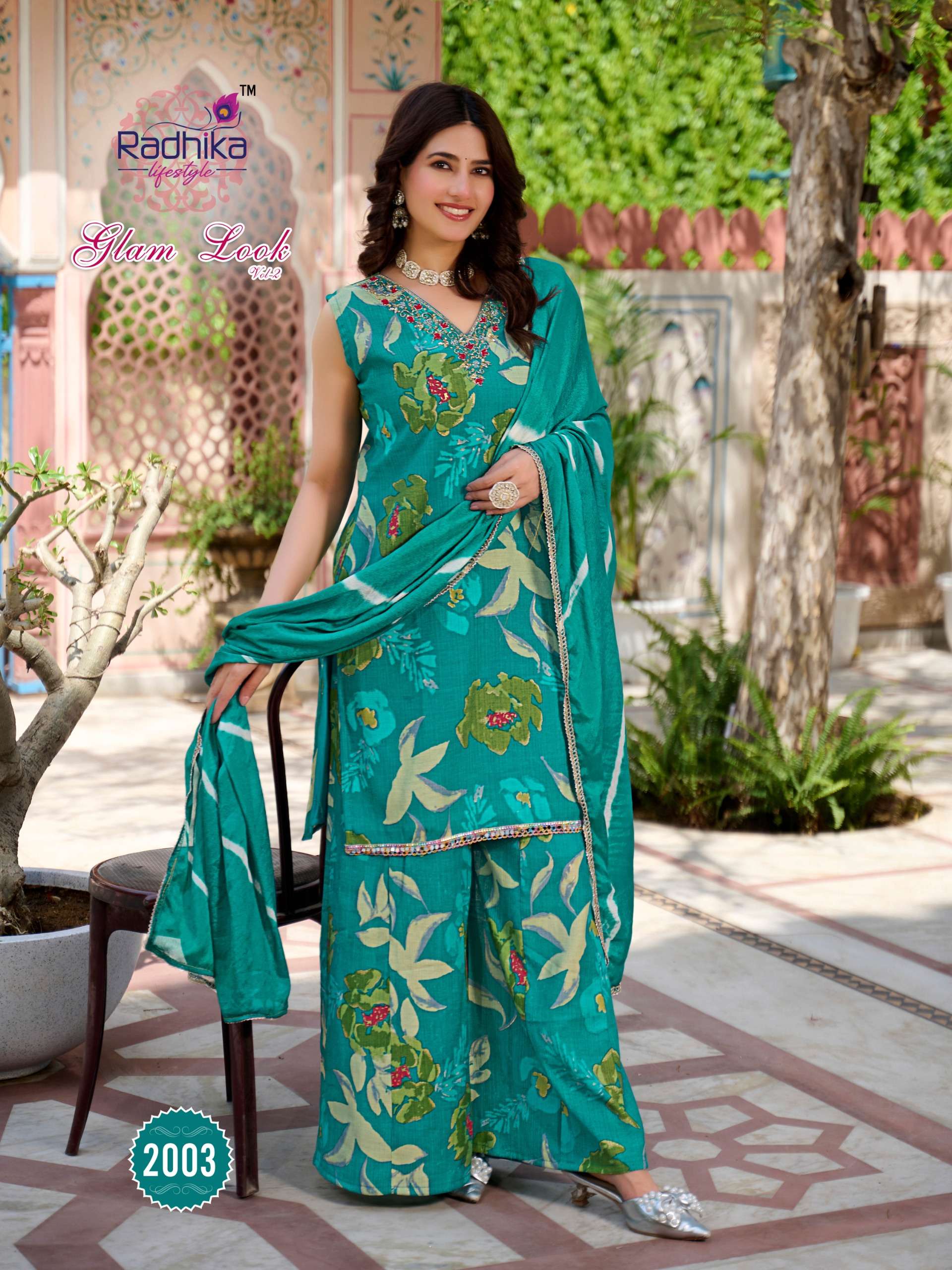 RADHIKA LIFESTYLE GLAM LOOK VOL 2 SILK PRINT WITH WORK READY MADE LADIES SUIT