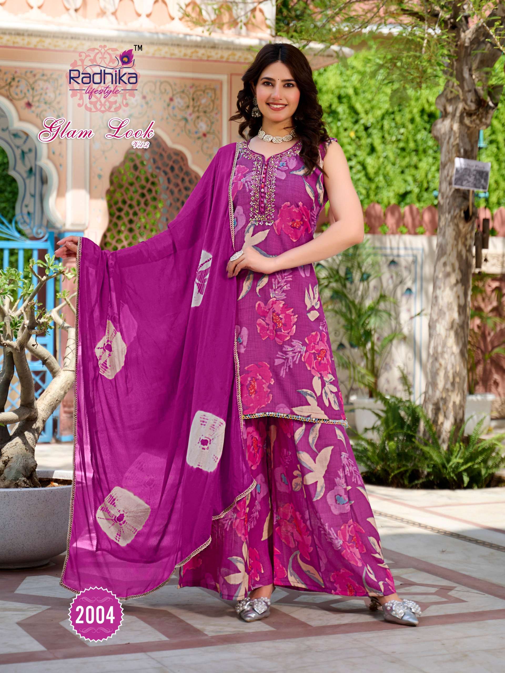 RADHIKA LIFESTYLE GLAM LOOK VOL 2 SILK PRINT WITH WORK READY MADE LADIES SUIT