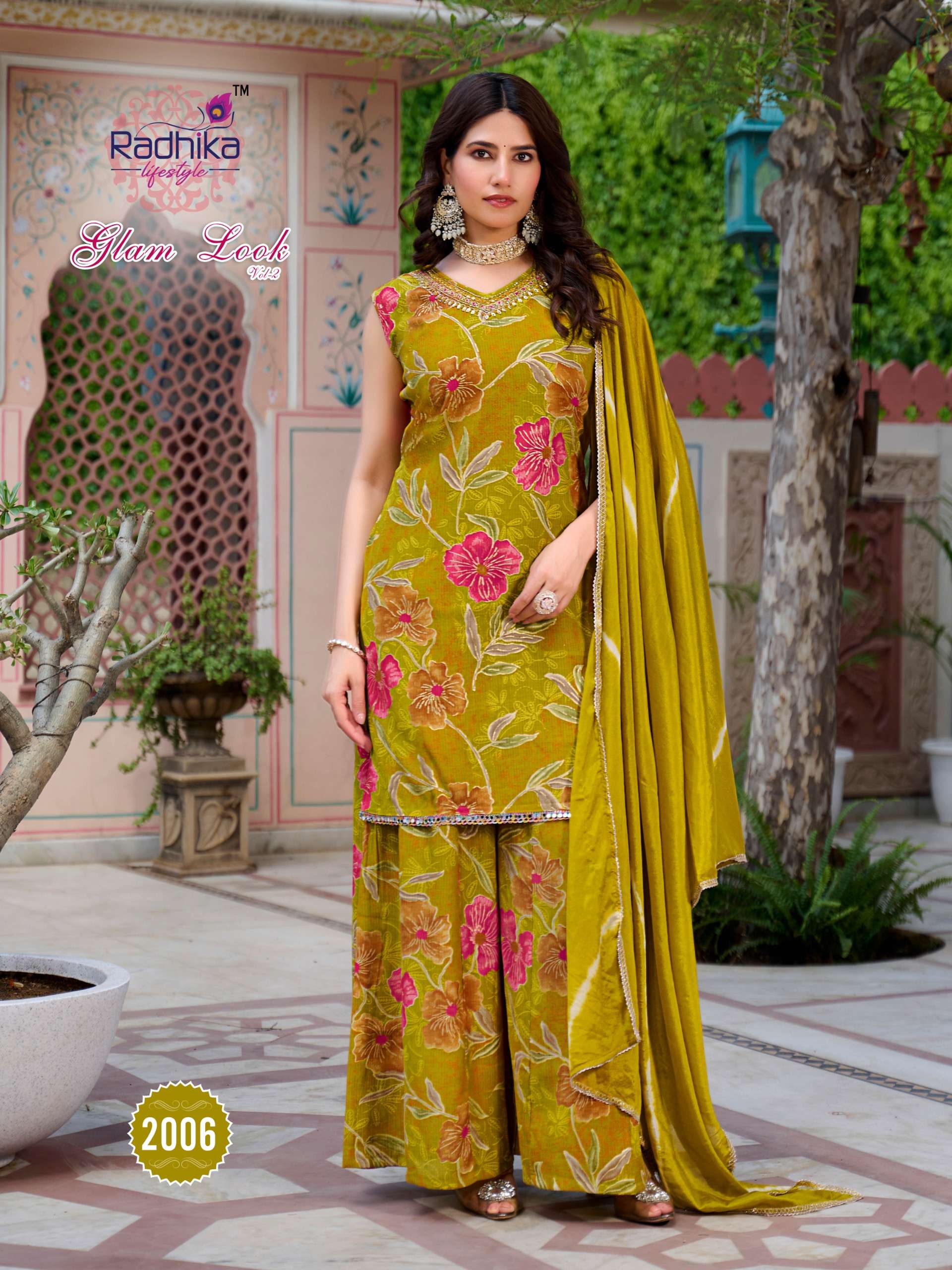 RADHIKA LIFESTYLE GLAM LOOK VOL 2 SILK PRINT WITH WORK READY MADE LADIES SUIT