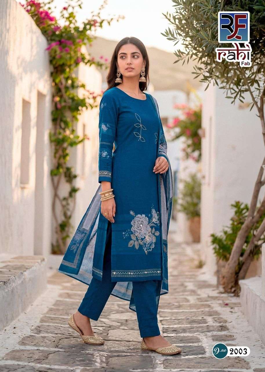 RAHI FAB RISING GOLD VOL 2 COTTON PRINTED WITH FANCY WORK SUIT