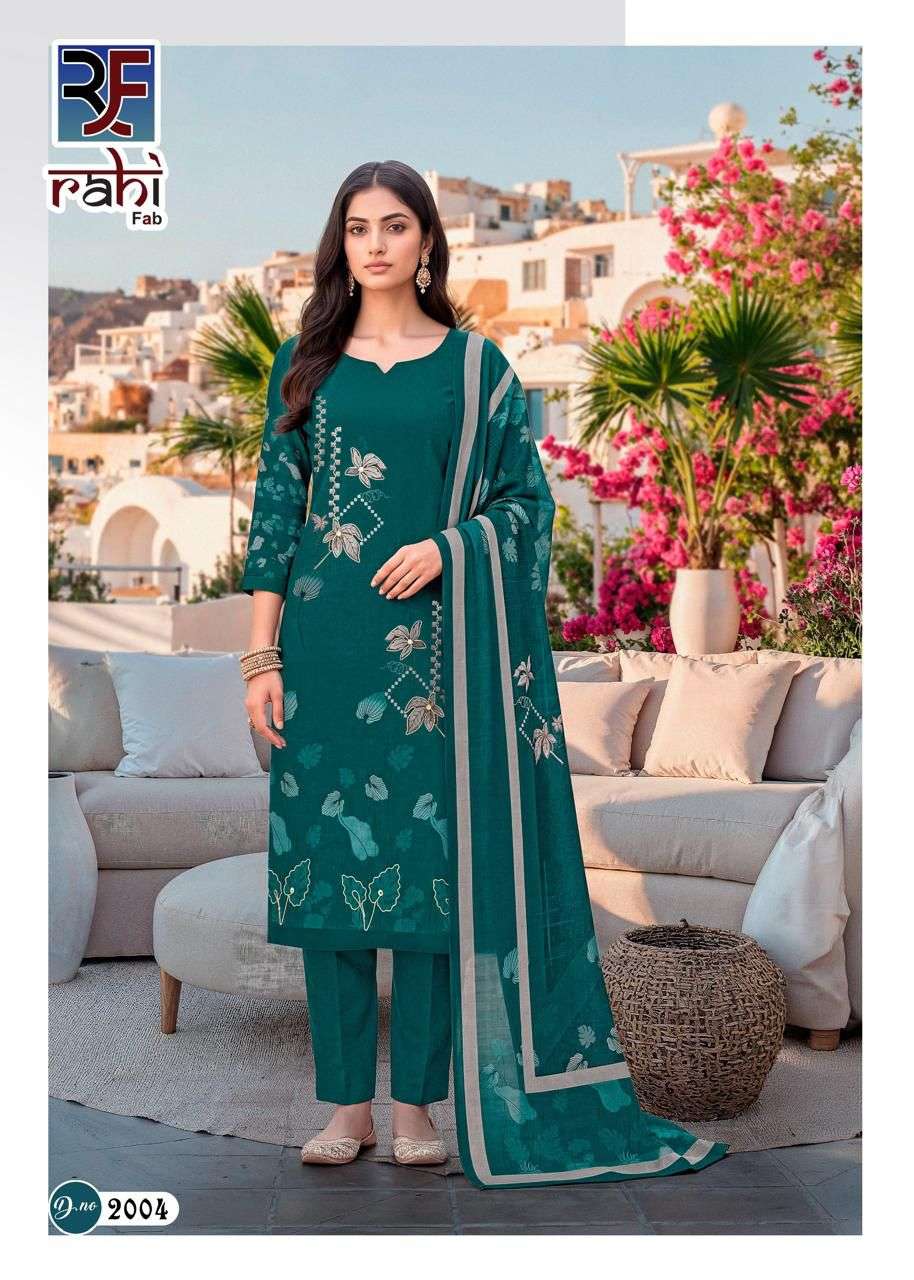 RAHI FAB RISING GOLD VOL 2 COTTON PRINTED WITH FANCY WORK SUIT