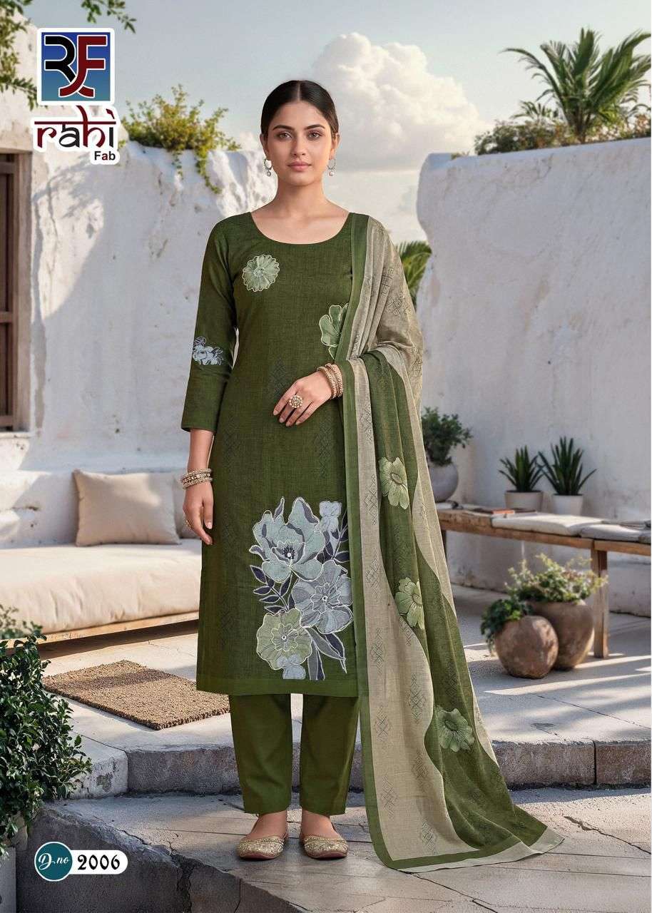 RAHI FAB RISING GOLD VOL 2 COTTON PRINTED WITH FANCY WORK SUIT