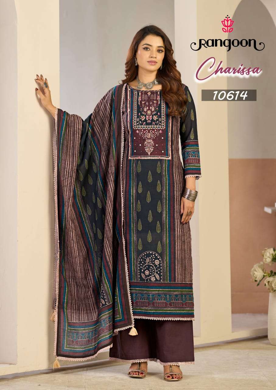 RANGOON CHARISSA COTTON DIGITAL PRINT WITH FANCY WORK LADIES 3PCS SET COLLECTION 