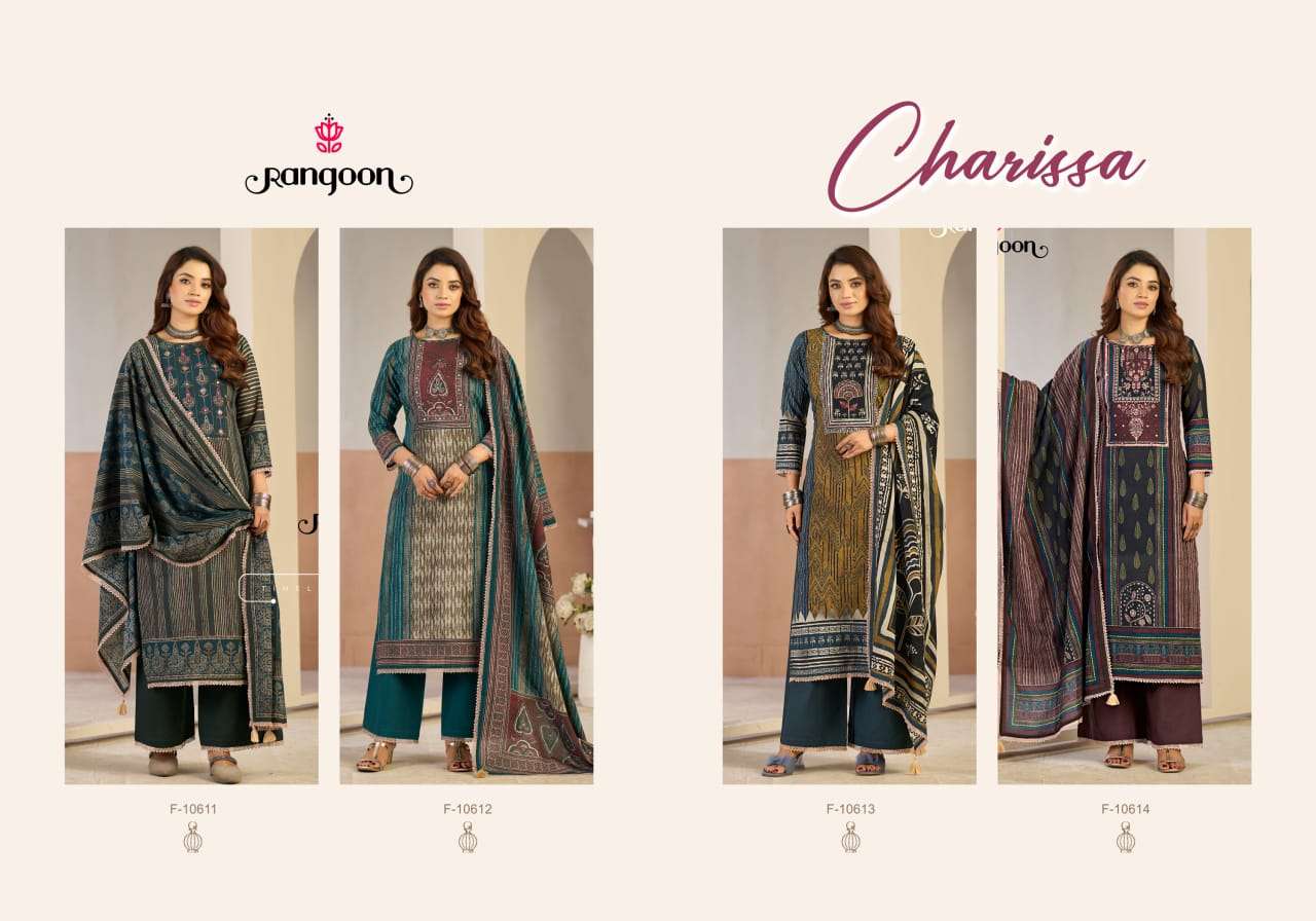 RANGOON CHARISSA COTTON DIGITAL PRINT WITH FANCY WORK LADIES 3PCS SET COLLECTION 