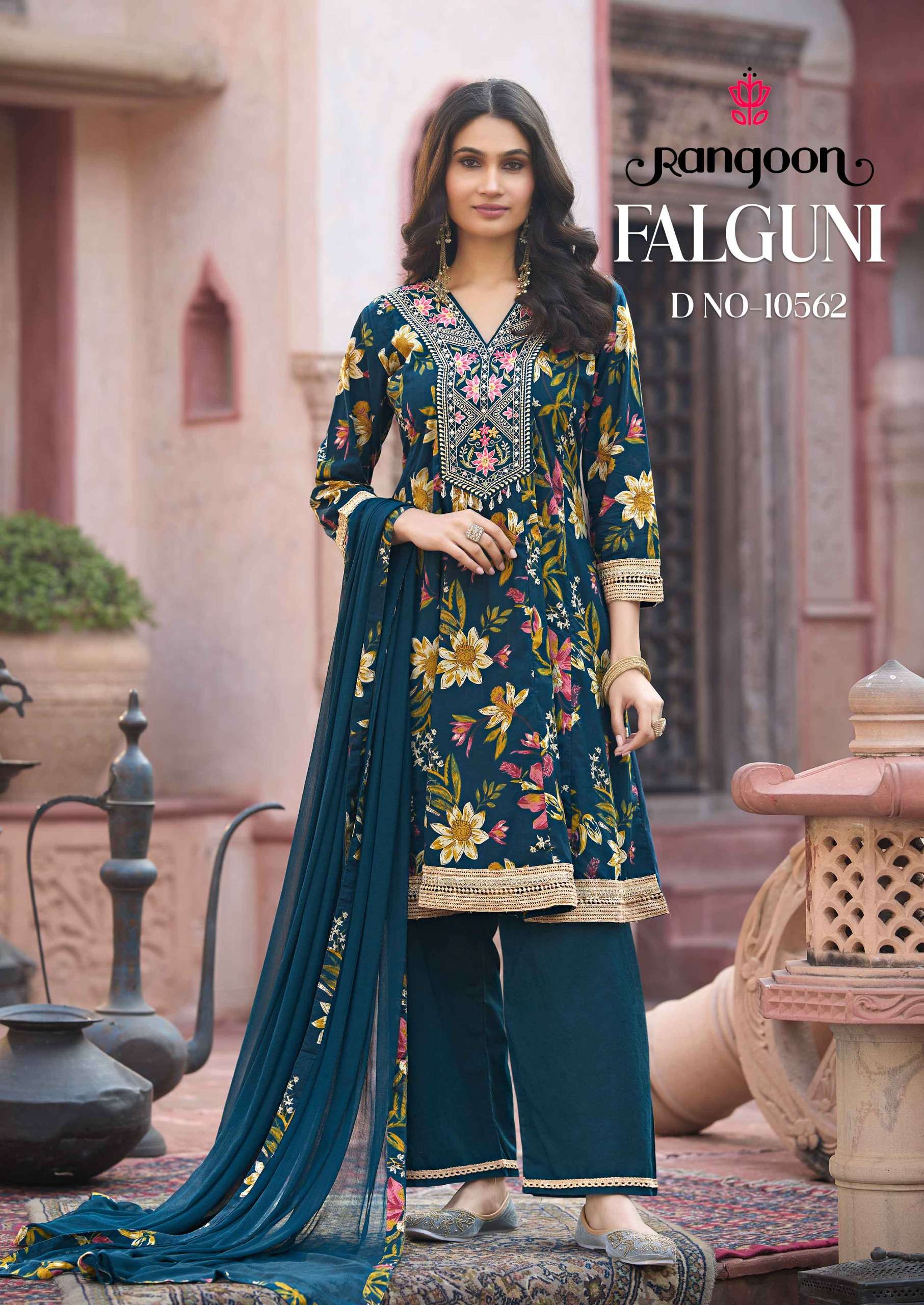 RANGOON FALGUNI COTTON PRINT FANCY WORK LADIES 3PCS SET COLLECTION 