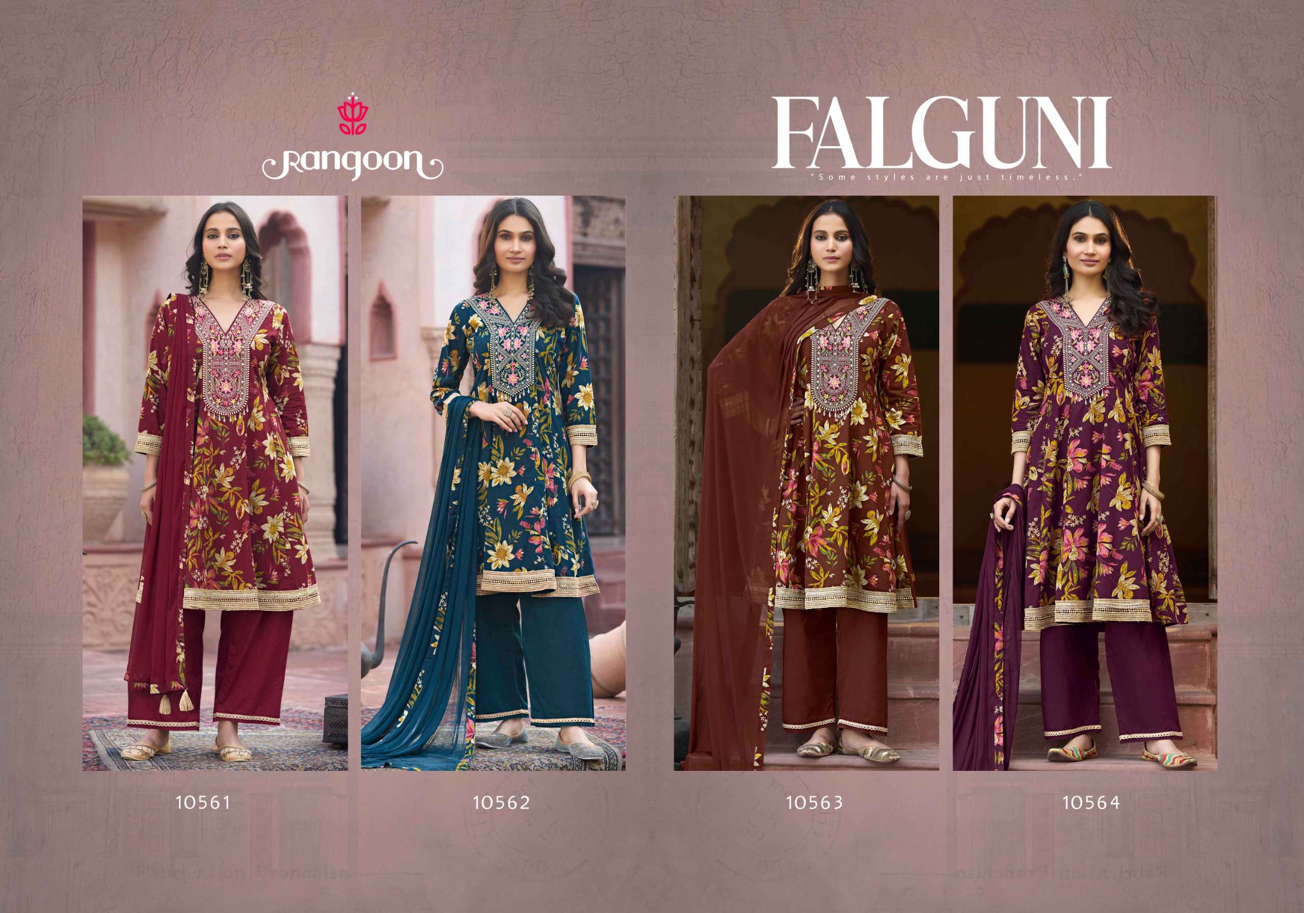RANGOON FALGUNI COTTON PRINT FANCY WORK LADIES 3PCS SET COLLECTION 