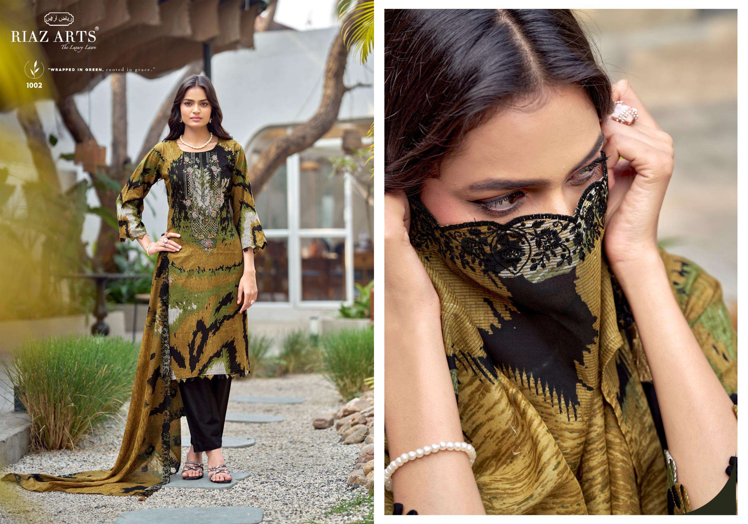 RIAZ ARTS BIN SAEED LAWN COTTON DIGITAL PRINT WITH WORK SUIT