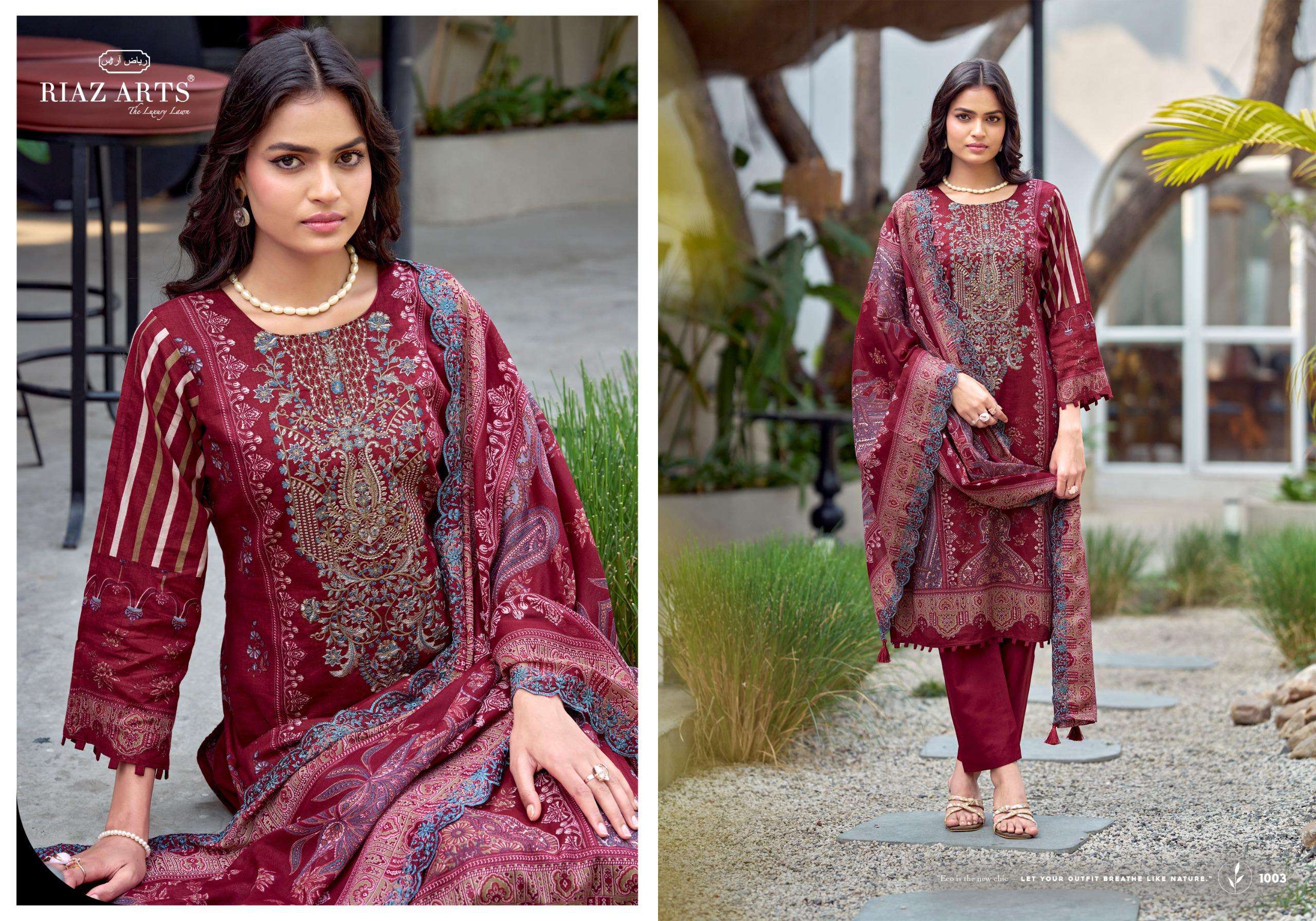 RIAZ ARTS BIN SAEED LAWN COTTON DIGITAL PRINT WITH WORK SUIT