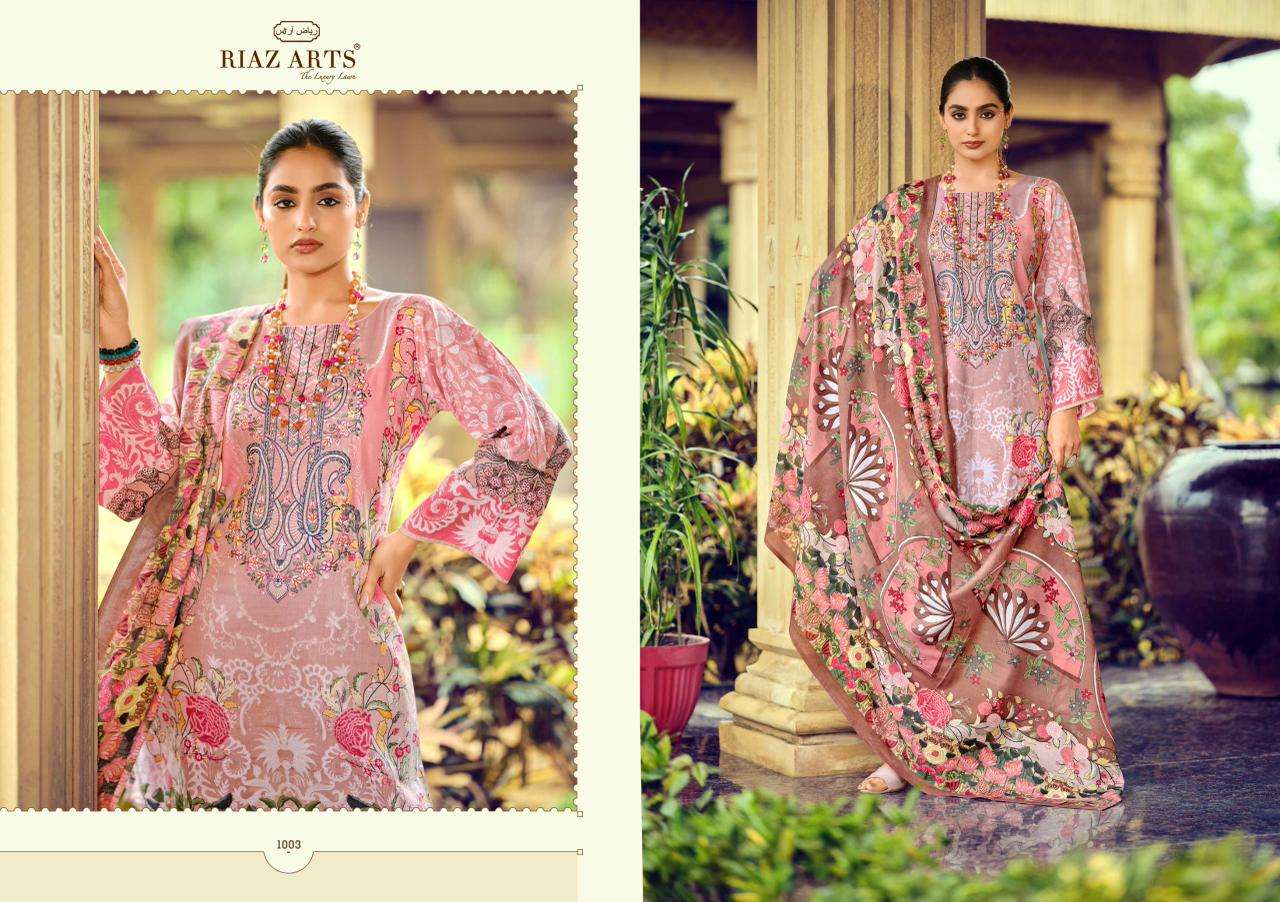 RIAZ ARTS MUSAFIR VOL 36 LAWN COTTON PRINT WITH FANCY WORK SUIT