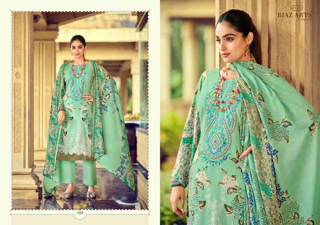 RIAZ ARTS MUSAFIR VOL 36 LAWN COTTON PRINT WITH FANCY WORK SUIT