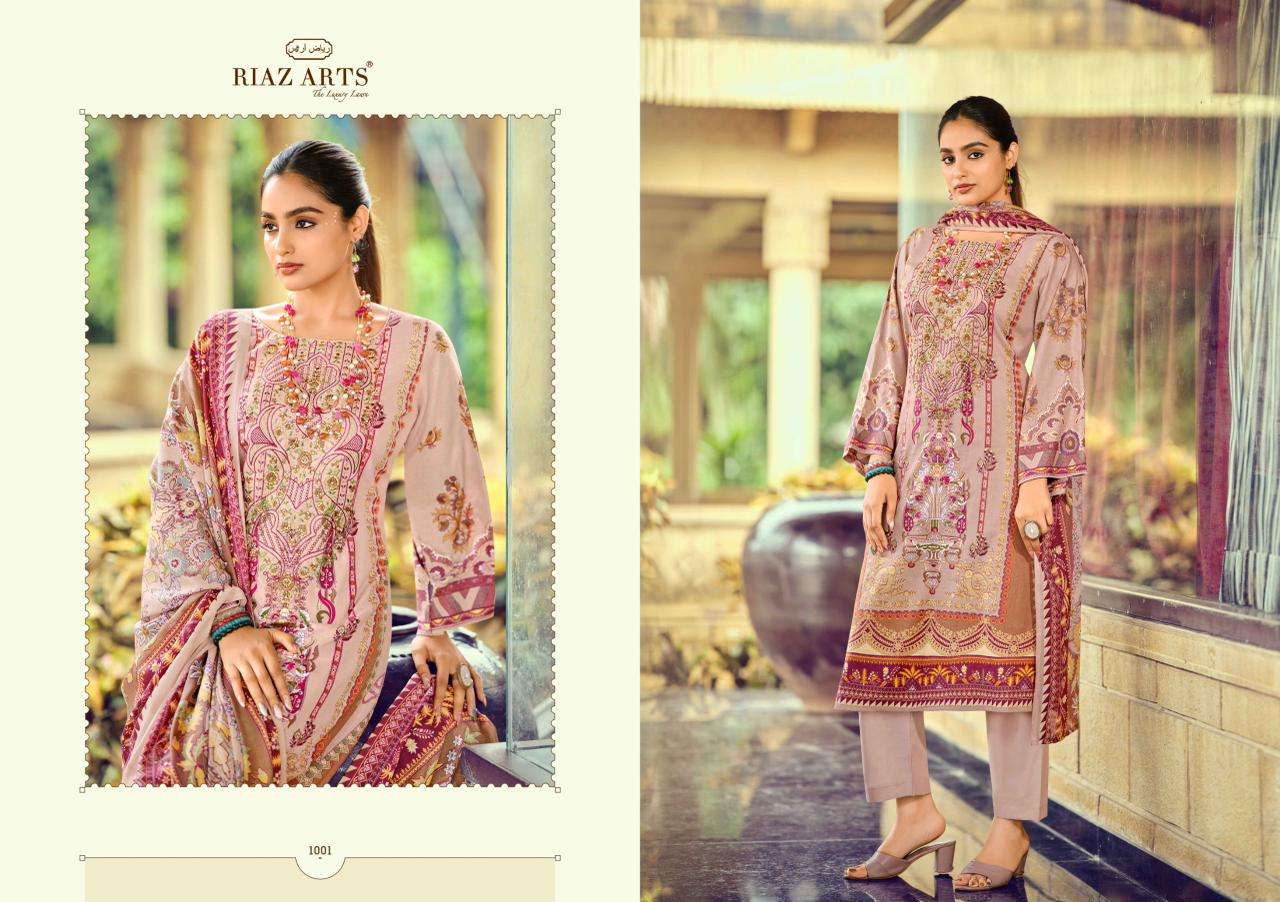 RIAZ ARTS MUSAFIR VOL 36 LAWN COTTON PRINT WITH FANCY WORK SUIT
